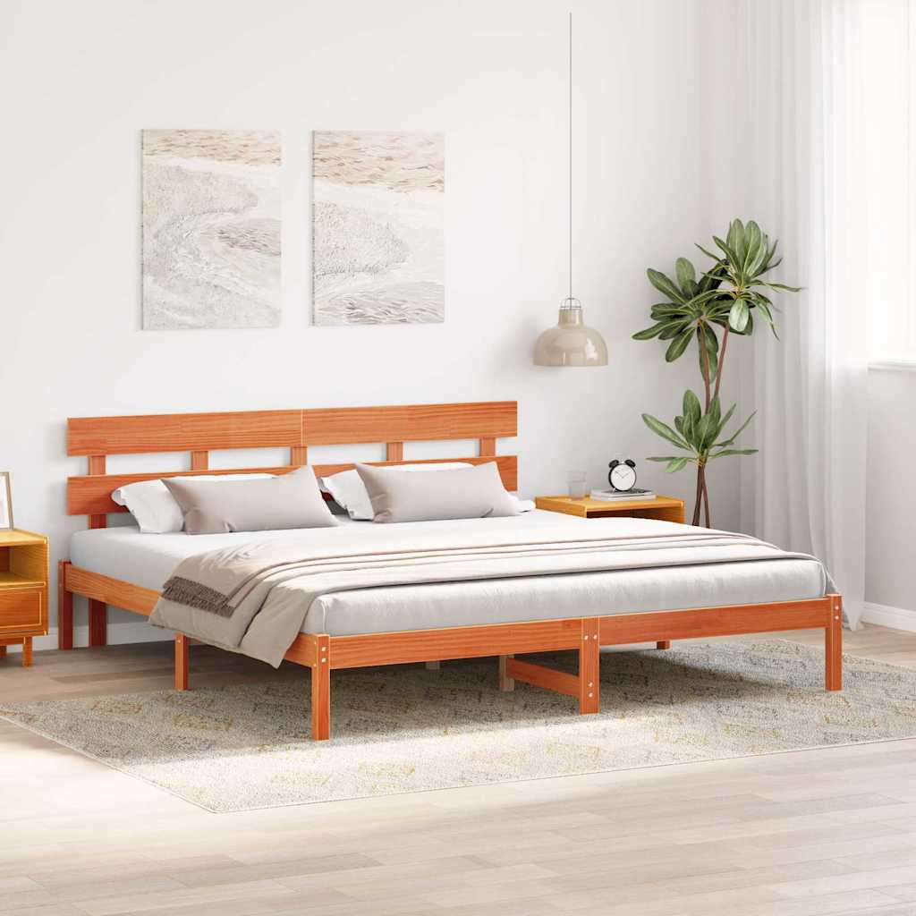Sengestel med hovedgærde Brun 180 x 200 cm Massivt fyrretræ
