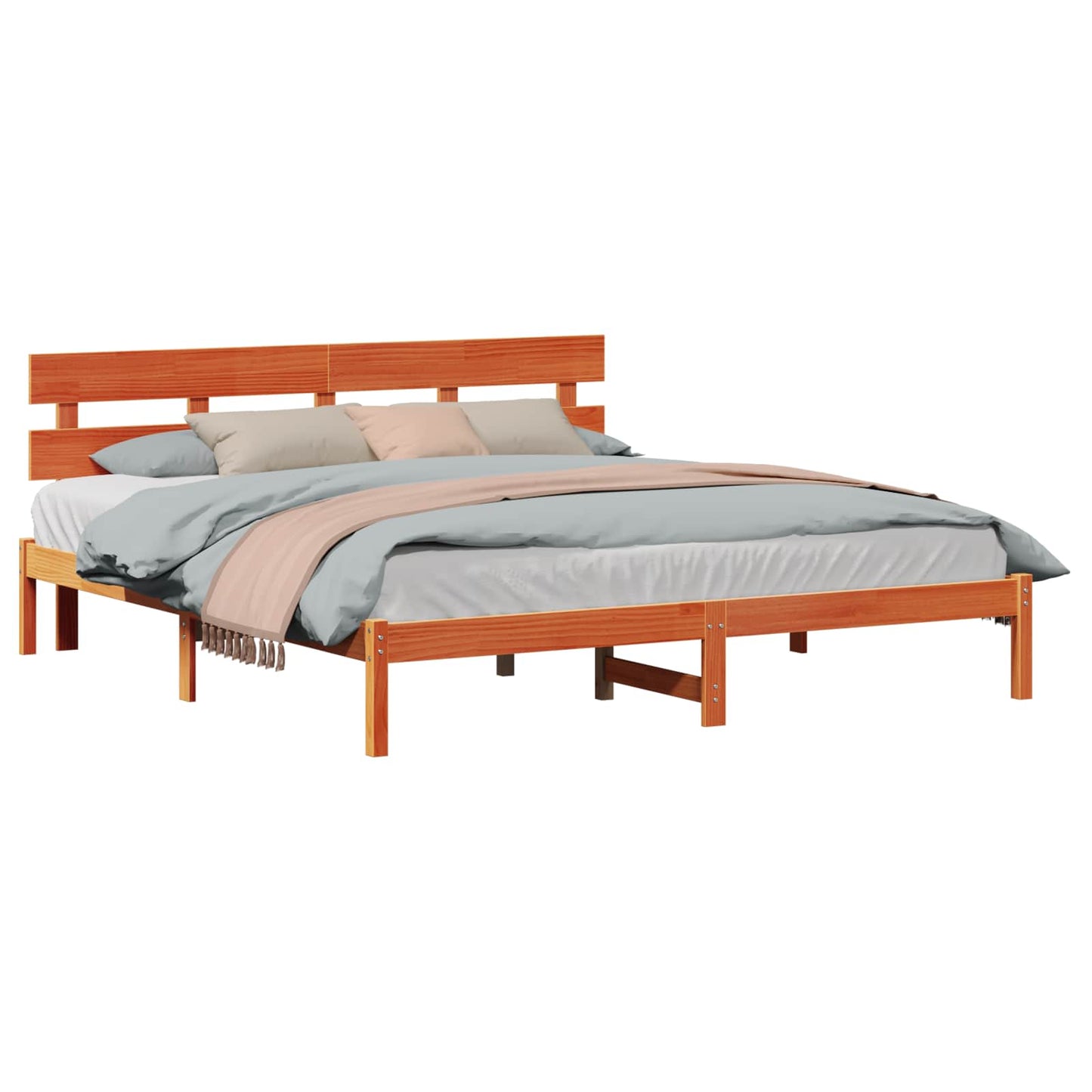Sengestel med hovedgærde Brun 180 x 200 cm Massivt fyrretræ