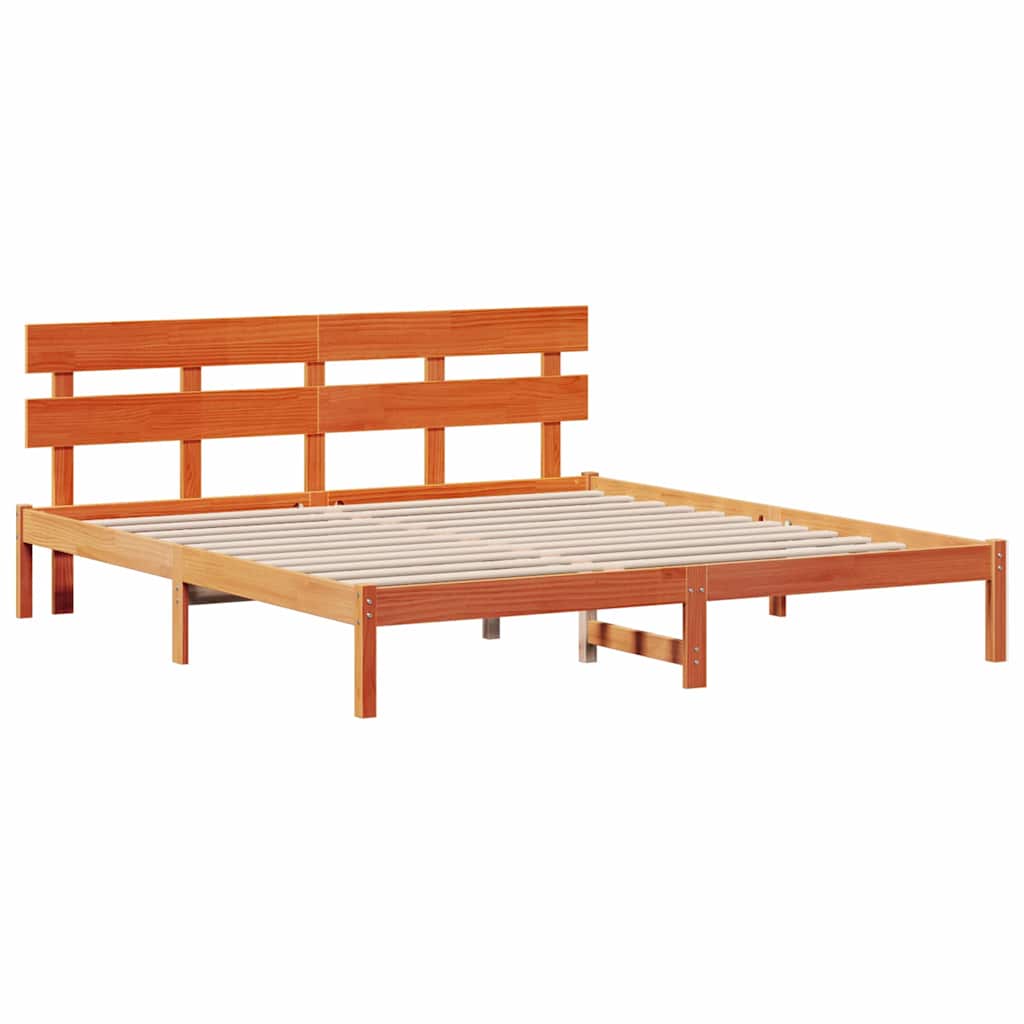 Sengestel med hovedgærde Brun 180 x 200 cm Massivt fyrretræ