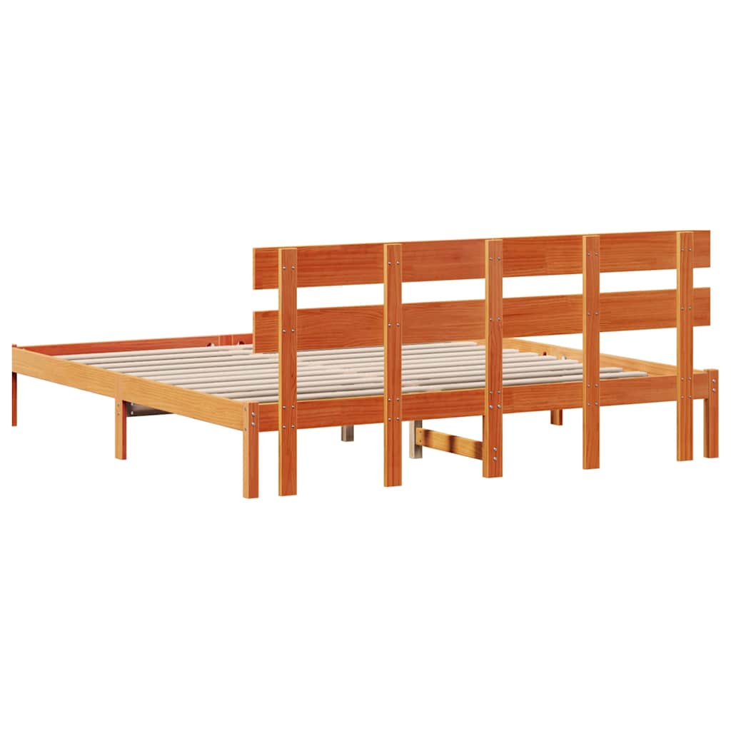 Sengestel med hovedgærde Brun 180 x 200 cm Massivt fyrretræ