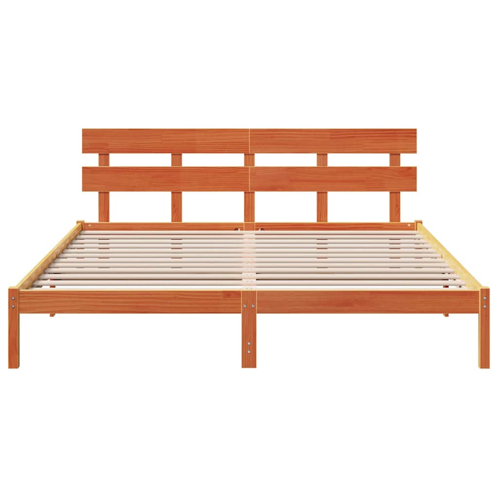 Sengestel med hovedgærde Brun 180 x 200 cm Massivt fyrretræ
