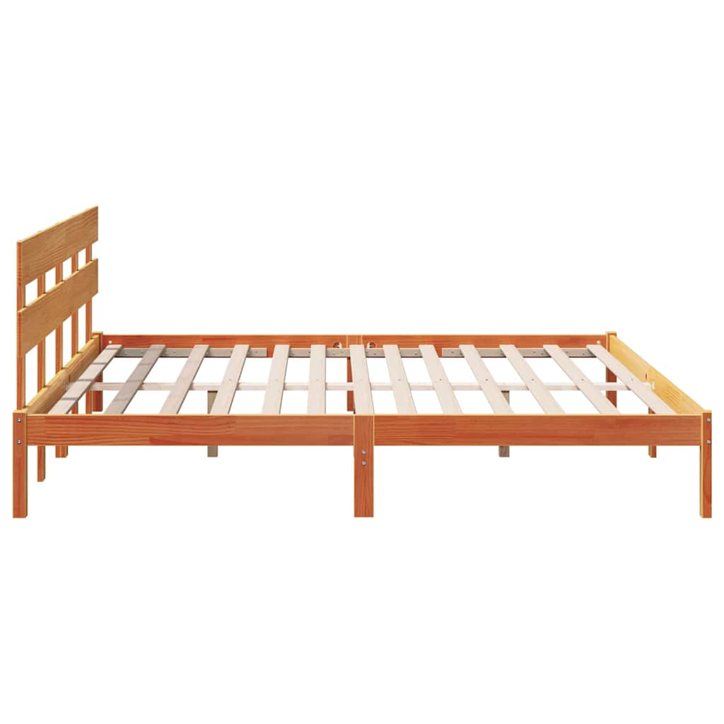 Sengestel med hovedgærde Brun 180 x 200 cm Massivt fyrretræ