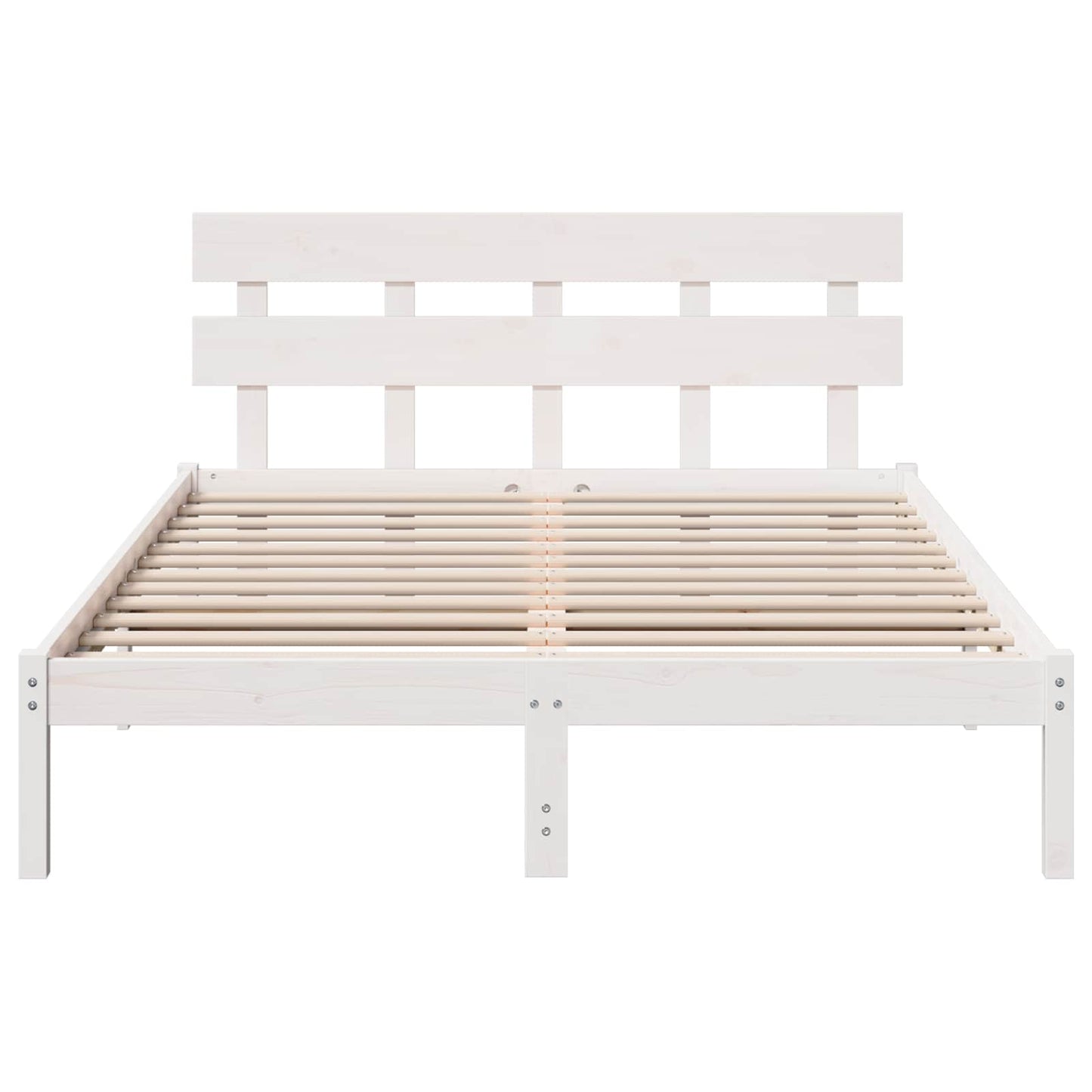 Sengestel med hovedgærde Hvid 160 x 200 cm Massivt fyrretræ