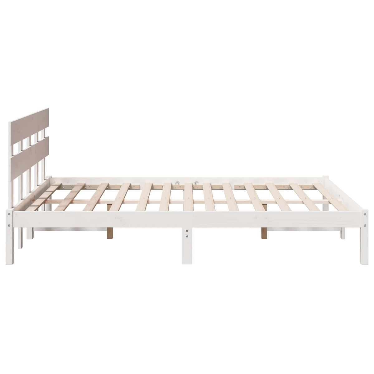 Sengestel med hovedgærde Hvid 160 x 200 cm Massivt fyrretræ