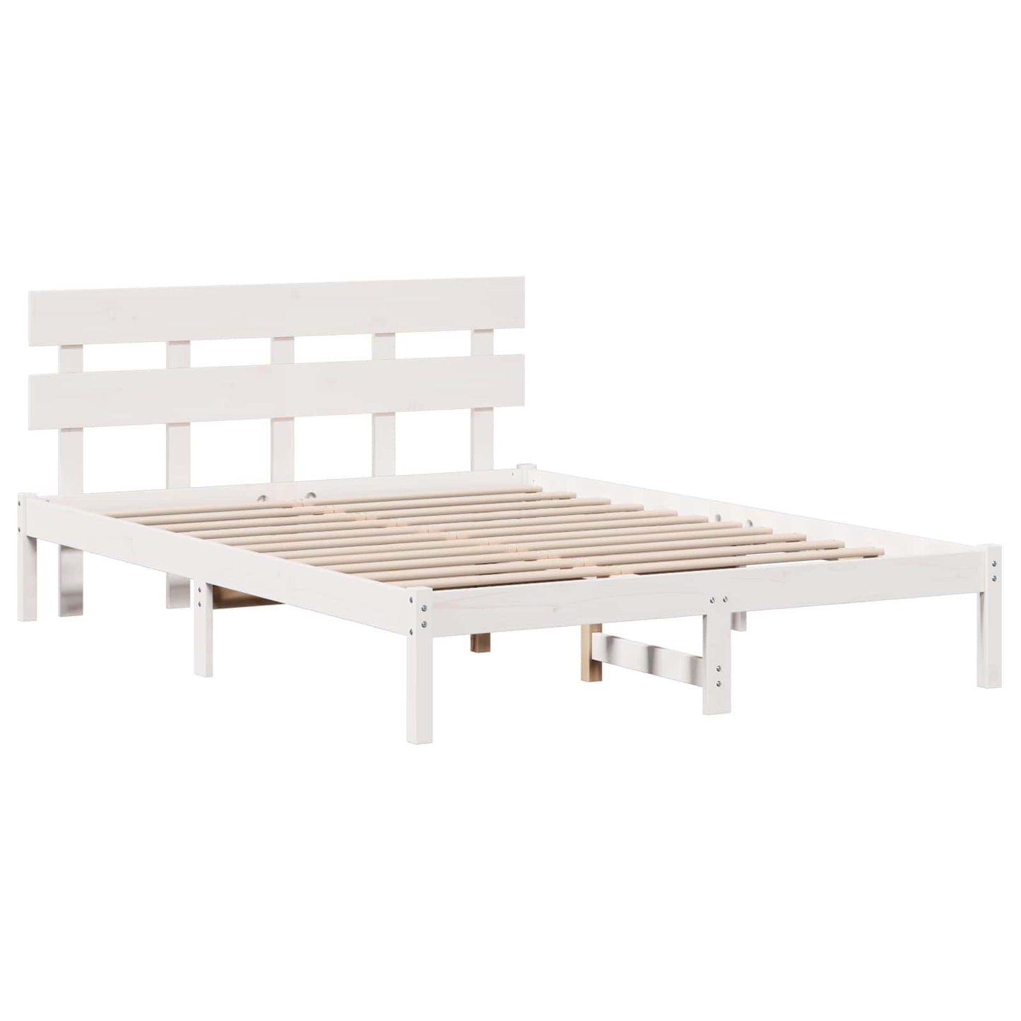 Sengestel med hovedgærde Hvid 150 x 200 cm Massivt fyrretræ