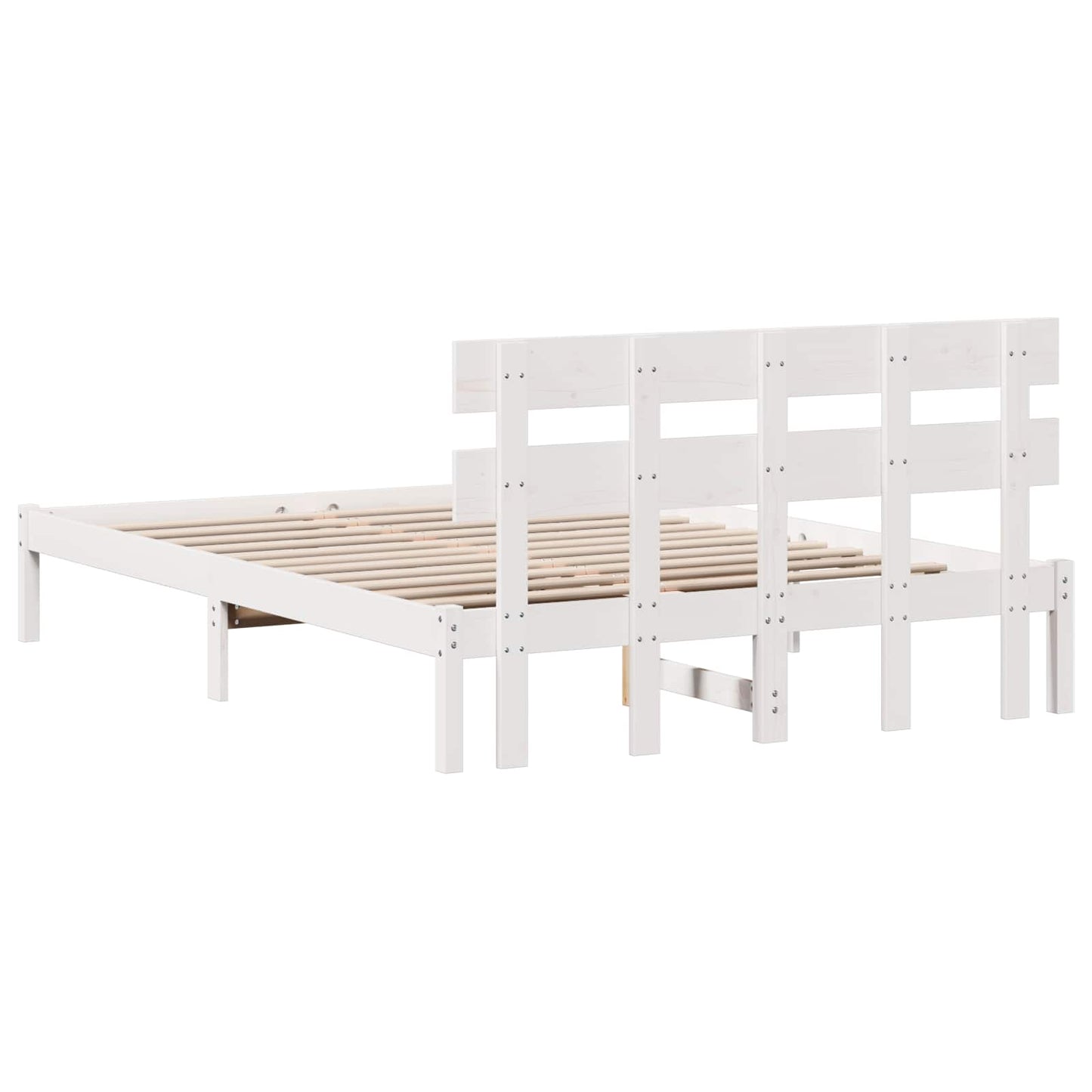 Sengestel med hovedgærde Hvid 150 x 200 cm Massivt fyrretræ