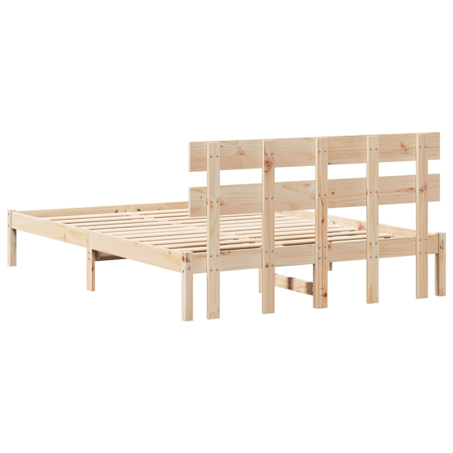 Sengestel med hovedgærde Brun 140 x 200 cm Massivt fyrretræ