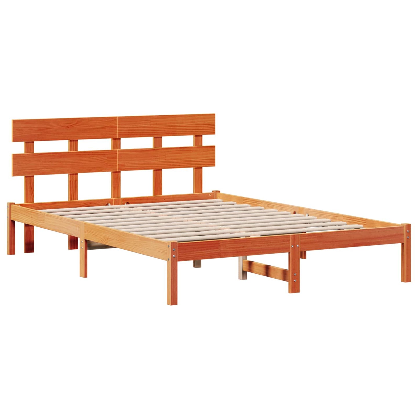 Sengestel med hovedgærde Brun 140 x 200 cm Massivt fyrretræ