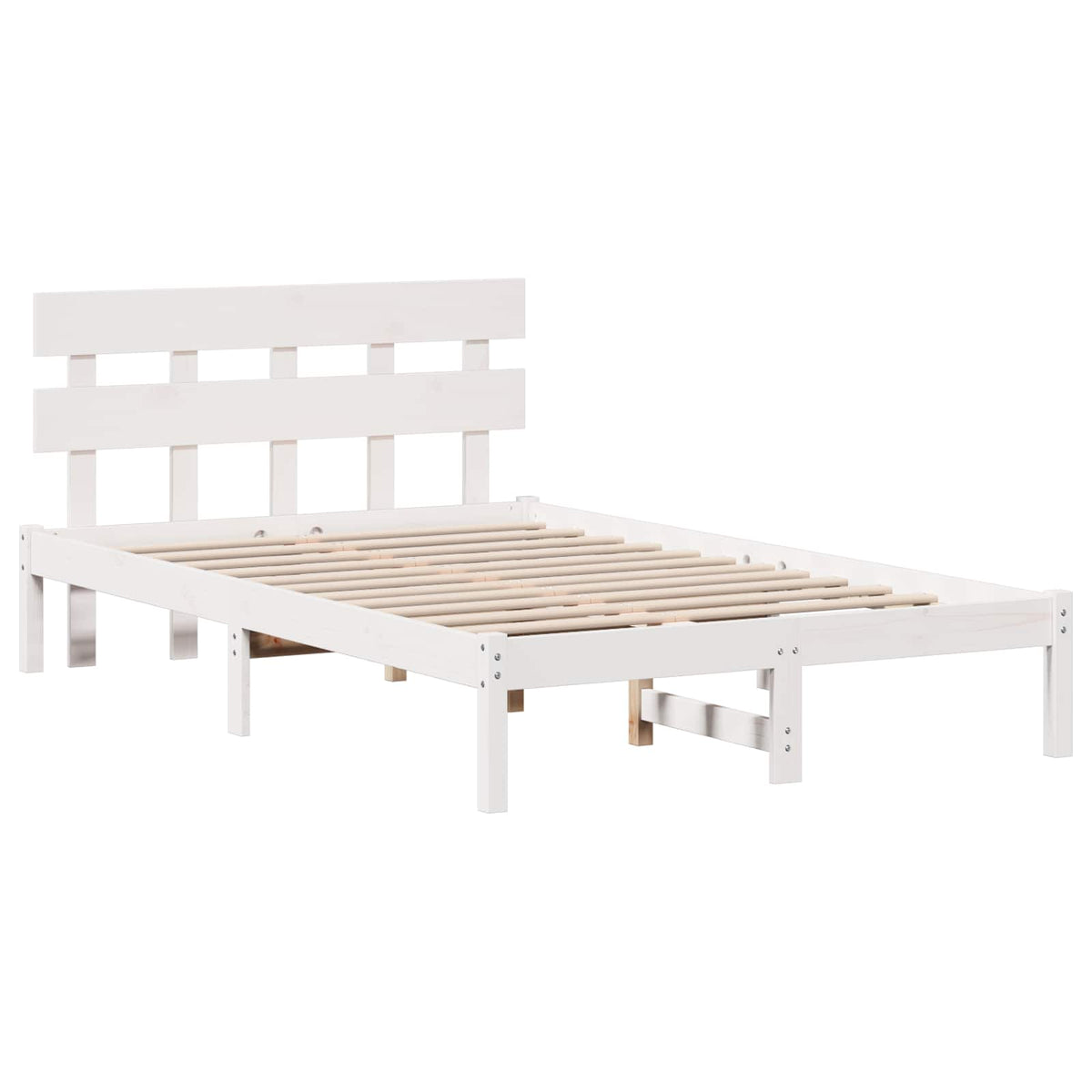 Sengestel med hovedgærde Hvid 120 x 200 cm Massivt fyrretræ