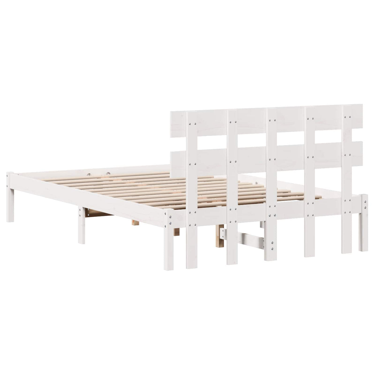 Sengestel med hovedgærde Hvid 120 x 200 cm Massivt fyrretræ