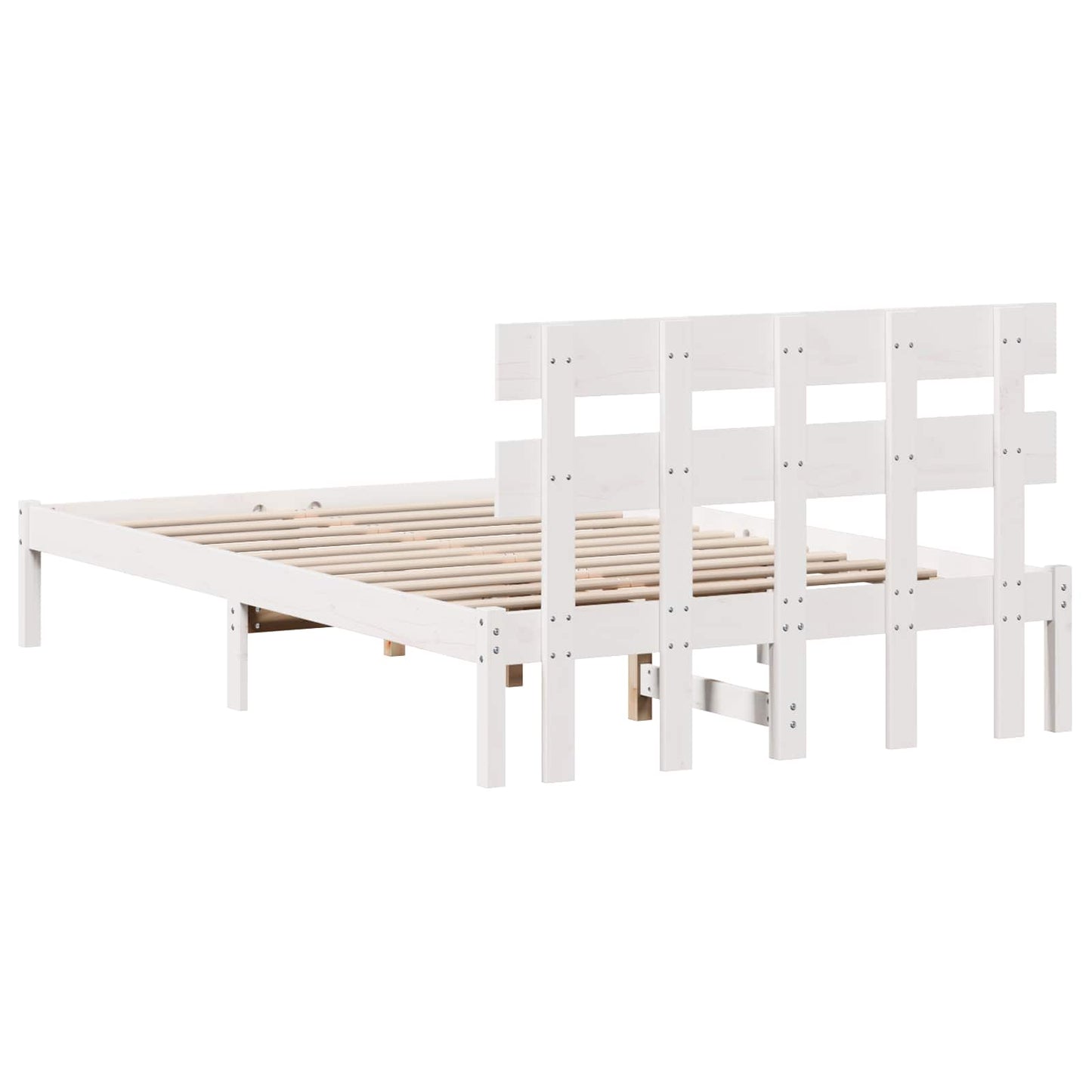 Sengestel med hovedgærde Hvid 120 x 200 cm Massivt fyrretræ