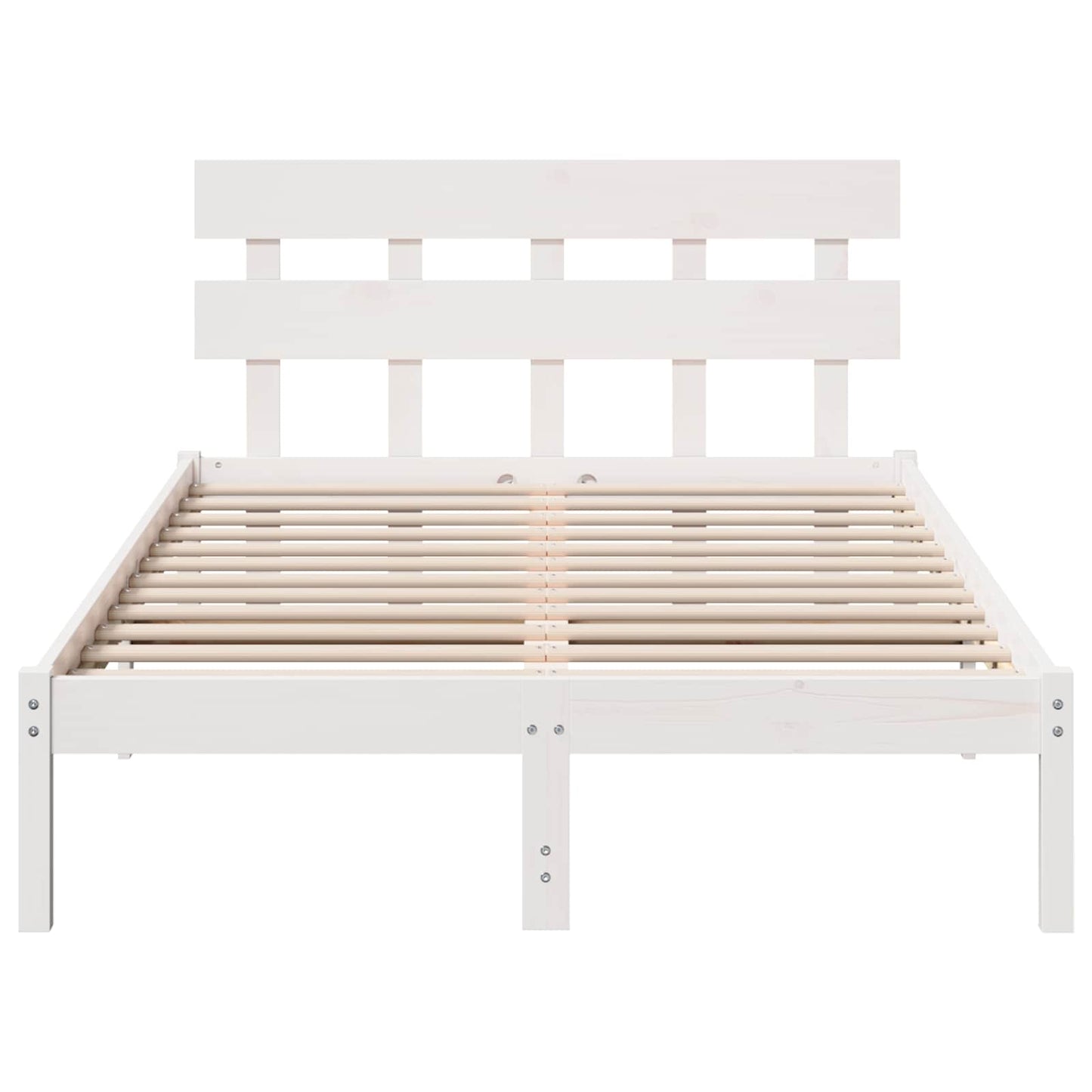 Sengestel med hovedgærde Hvid 120 x 200 cm Massivt fyrretræ