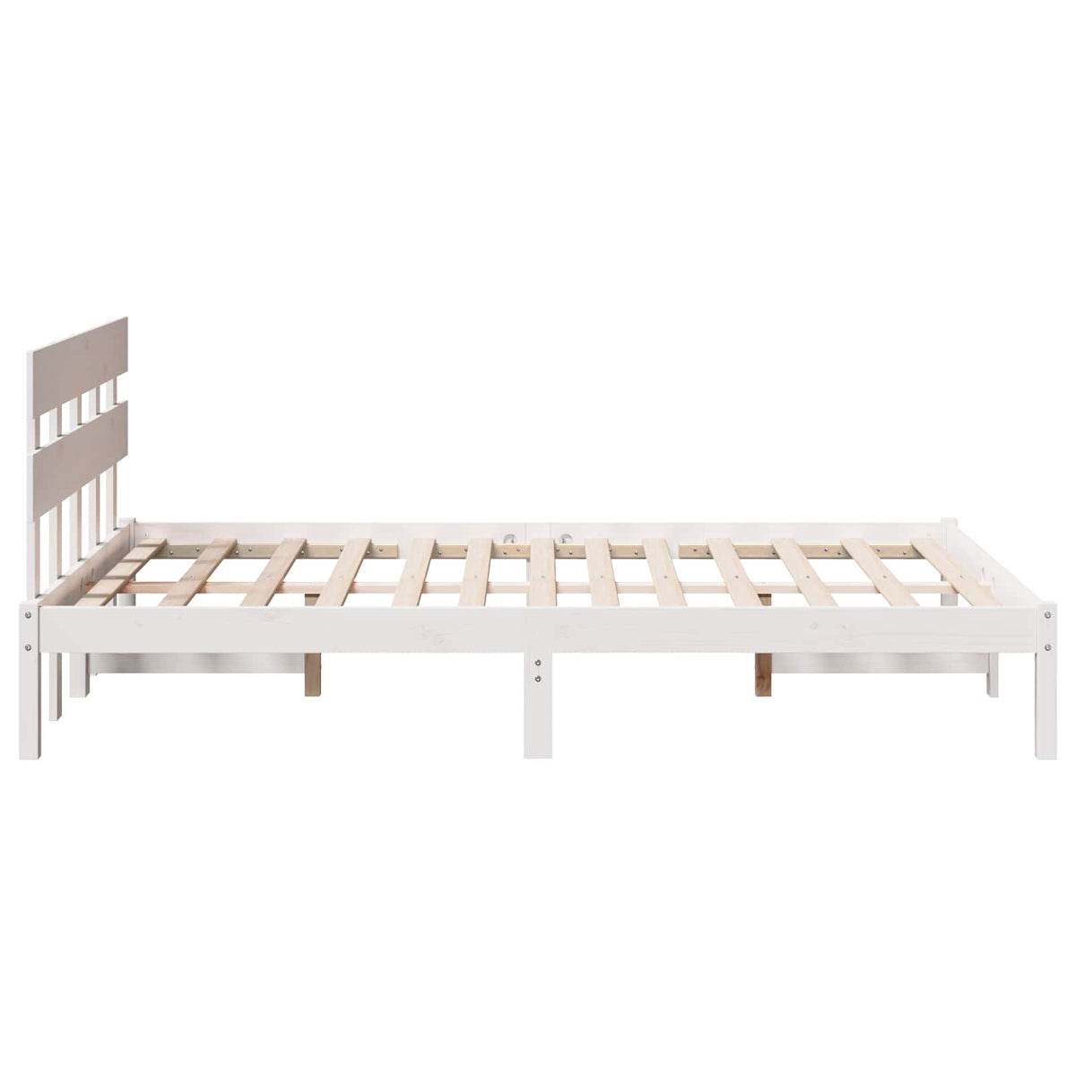 Sengestel med hovedgærde Hvid 120 x 200 cm Massivt fyrretræ