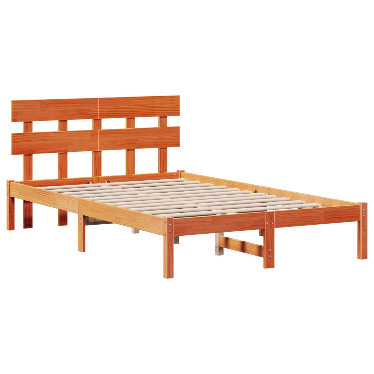 Sengestel med hovedgærde Brun 120 x 200 cm Massivt fyrretræ