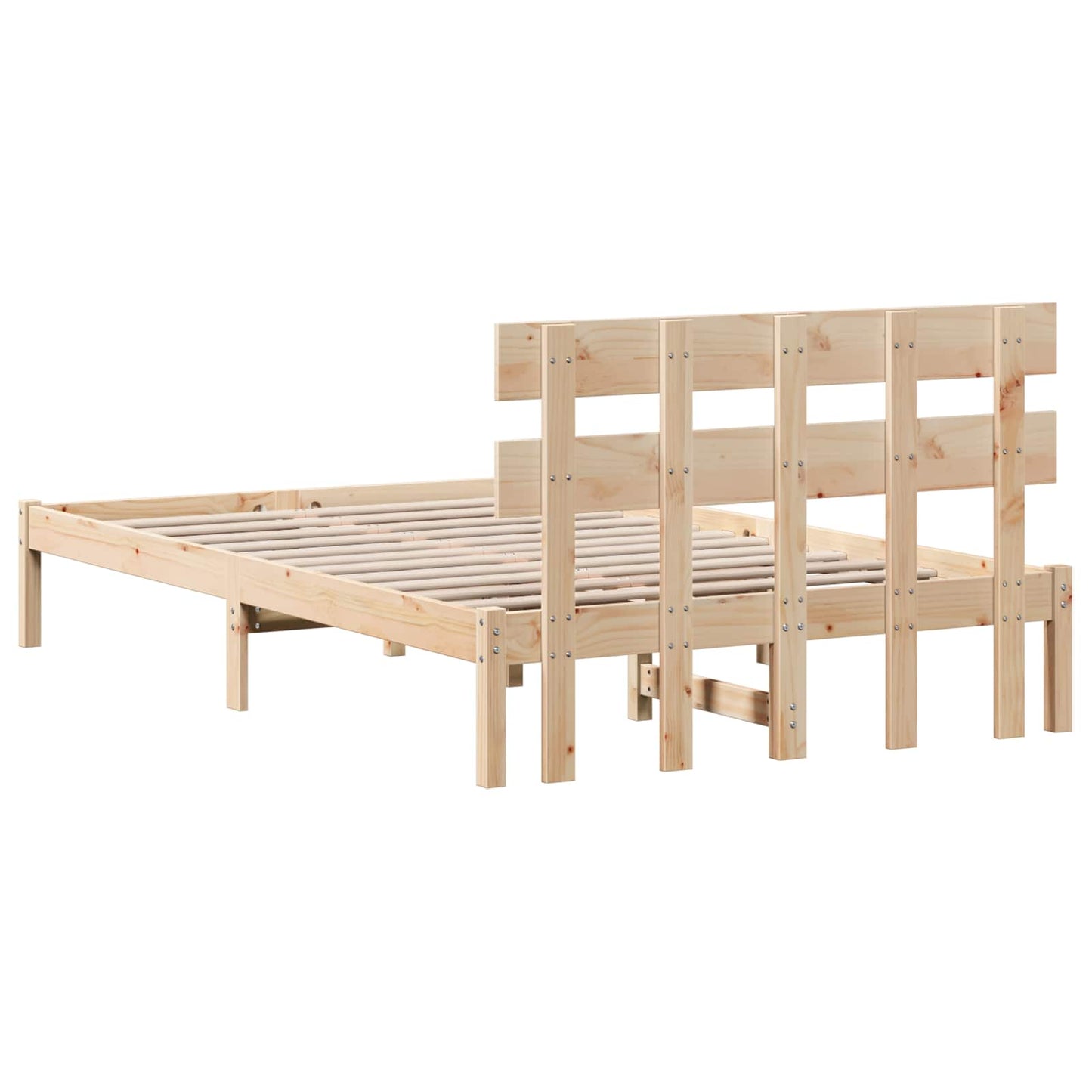 Sengestel med hovedgærde Brun 120 x 190 cm Massivt fyrretræ