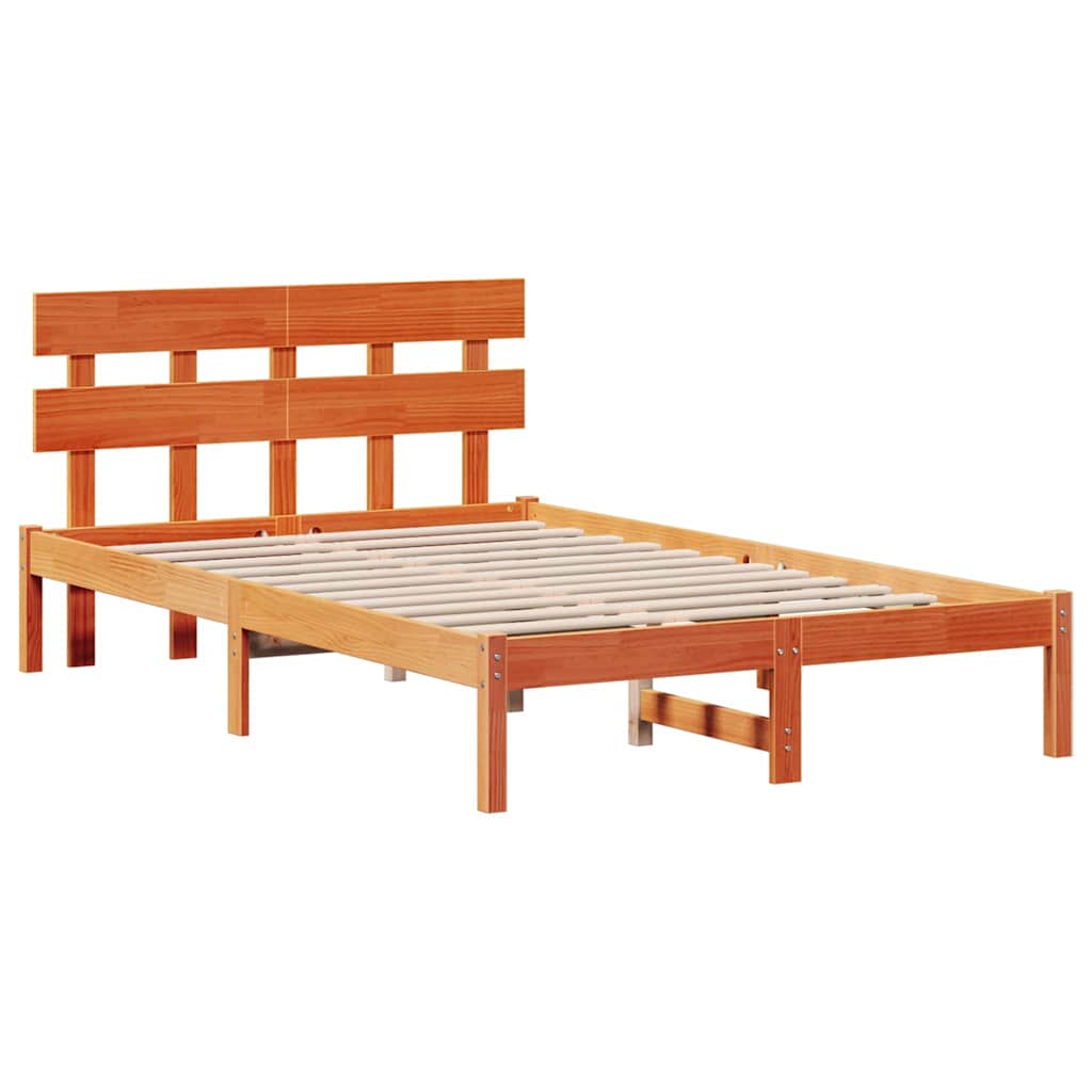 Sengestel med hovedgærde Brun 120 x 190 cm Massivt fyrretræ