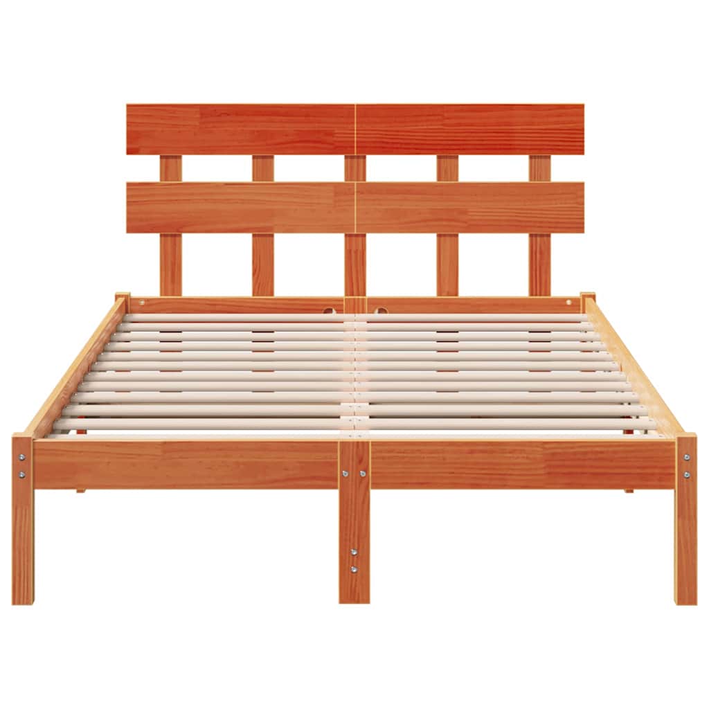 Sengestel med hovedgærde Brun 120 x 190 cm Massivt fyrretræ