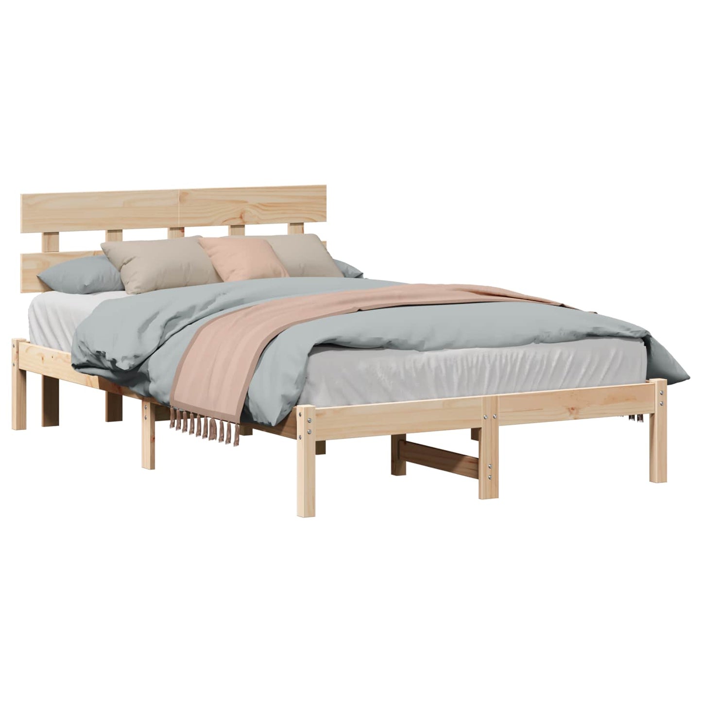 Sengestel med hovedgærde Brun 140 x 190 cm Massivt fyrretræ