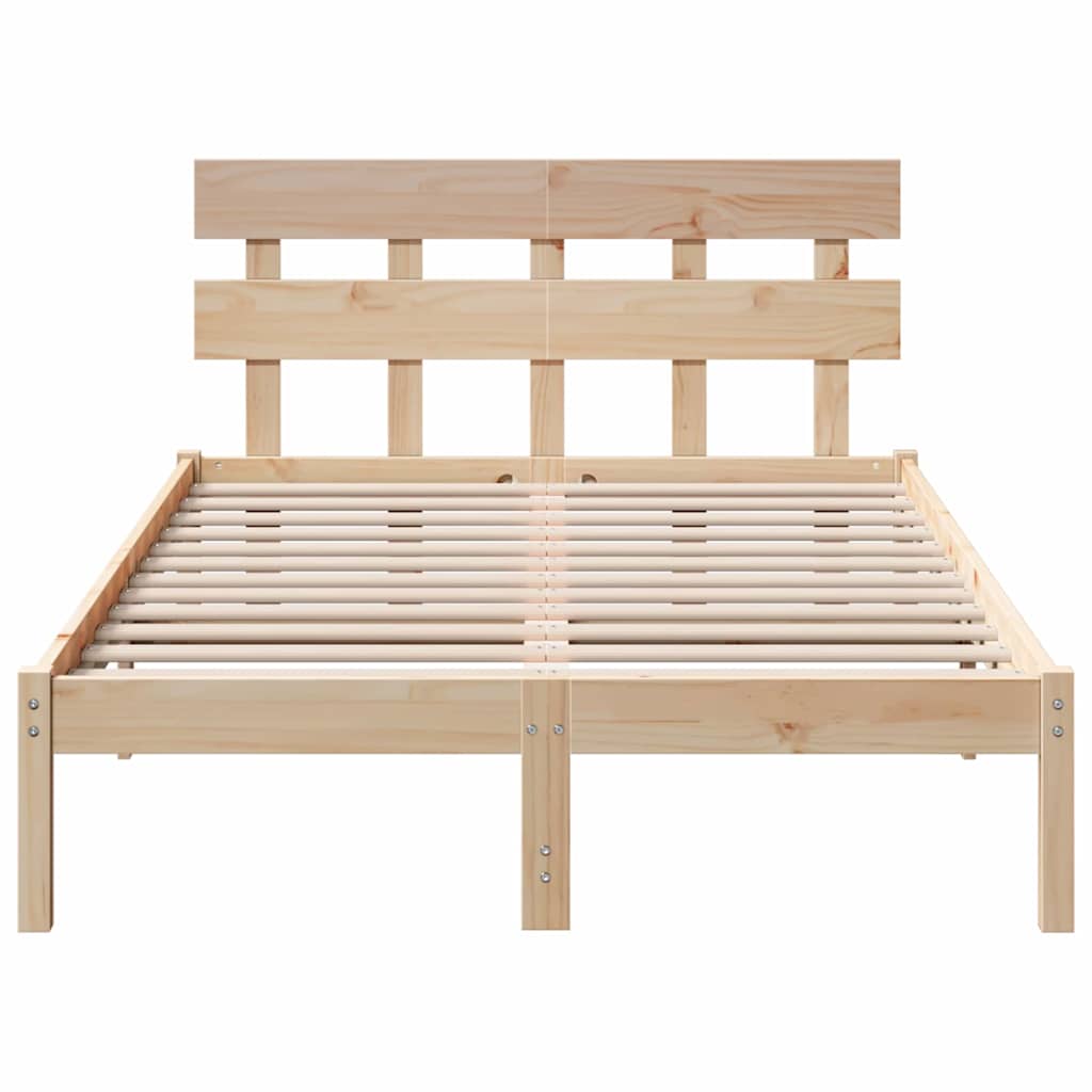 Sengestel med hovedgærde Brun 140 x 190 cm Massivt fyrretræ