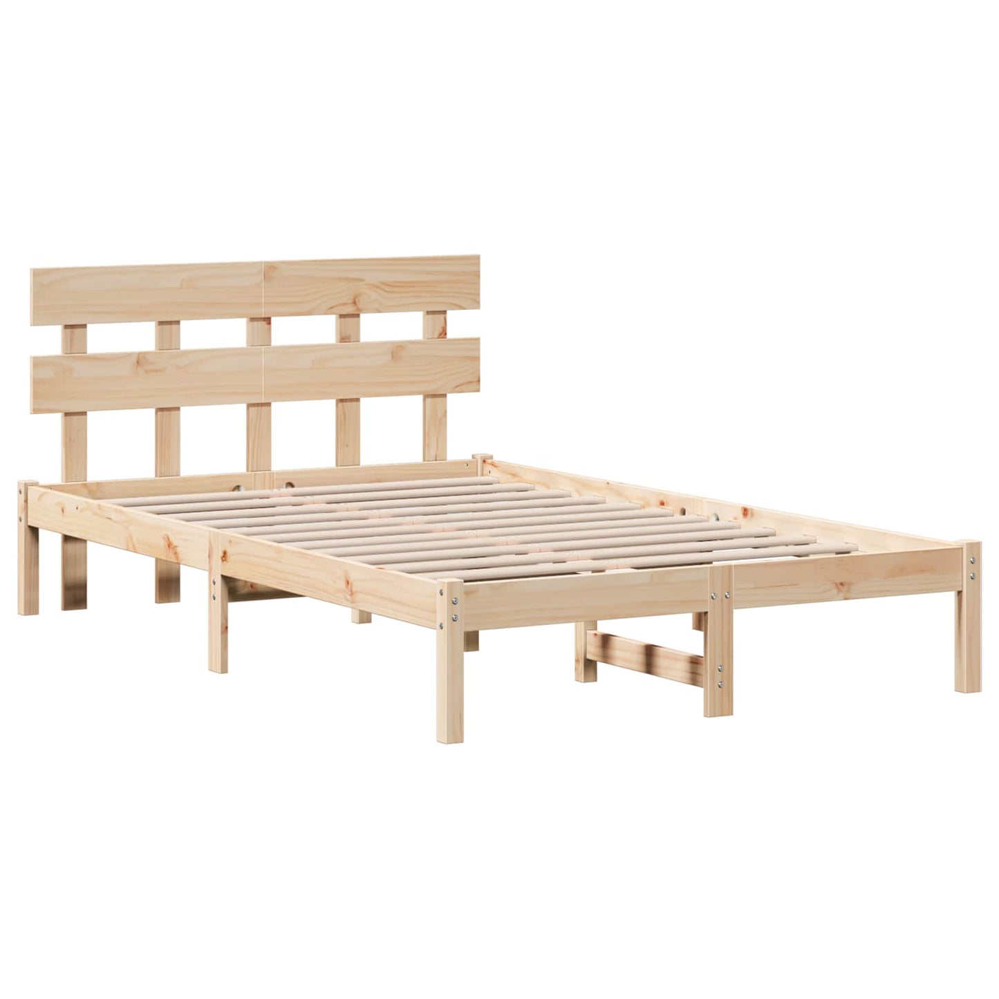 Sengestel med hovedgærde Brun 135 x 190 cm Massivt fyrretræ