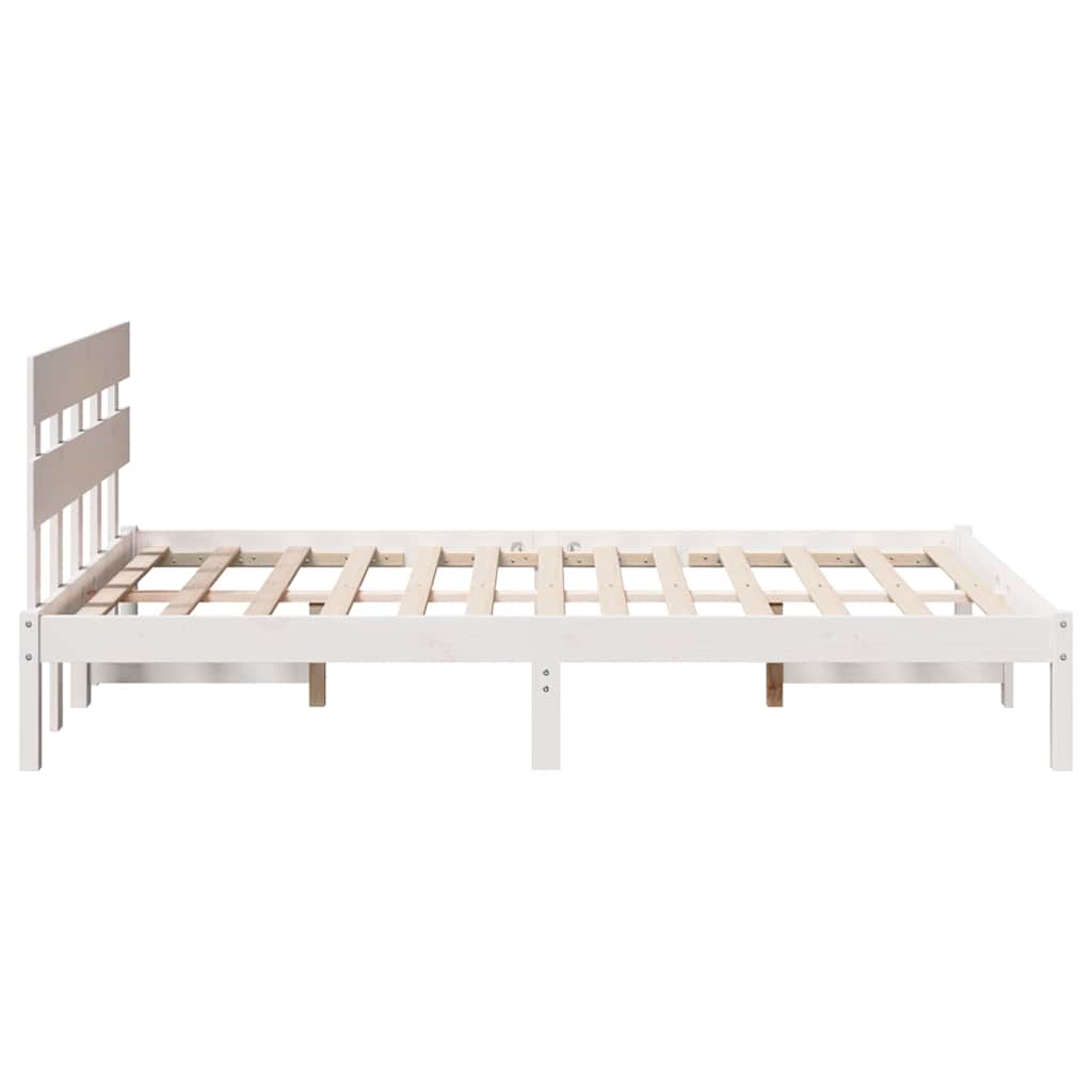 Sengestel med hovedgærde Hvid 135 x 190 cm Massivt fyrretræ
