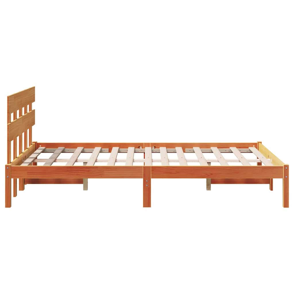 Sengestel med hovedgærde Brun 135 x 190 cm Massivt fyrretræ