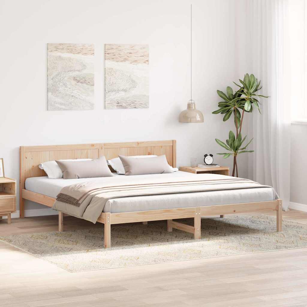 Sengestel Brun 200 x 200 cm Massivt fyrretræ
