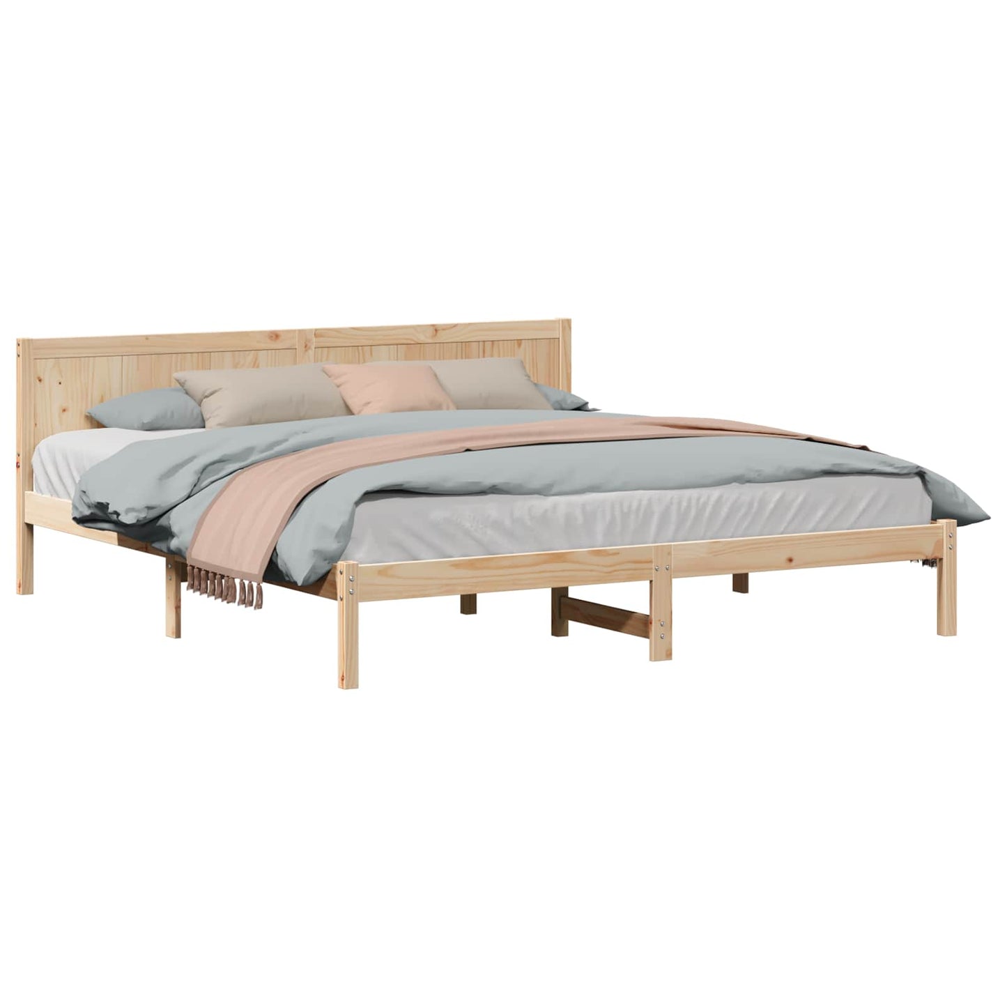 Sengestel Brun 200 x 200 cm Massivt fyrretræ