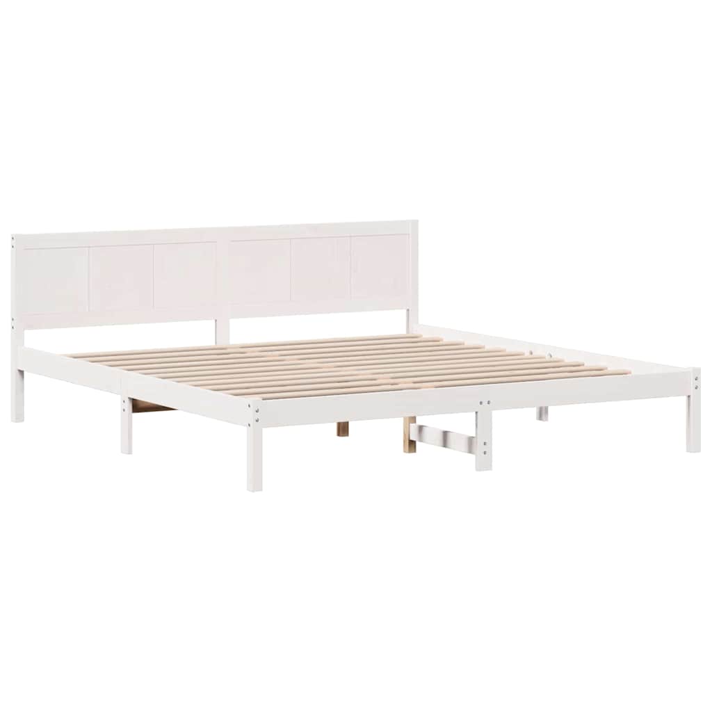 Sengestel Hvid 200 x 200 cm Massivt fyrretræ