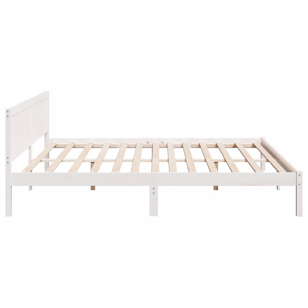 Sengestel Hvid 200 x 200 cm Massivt fyrretræ