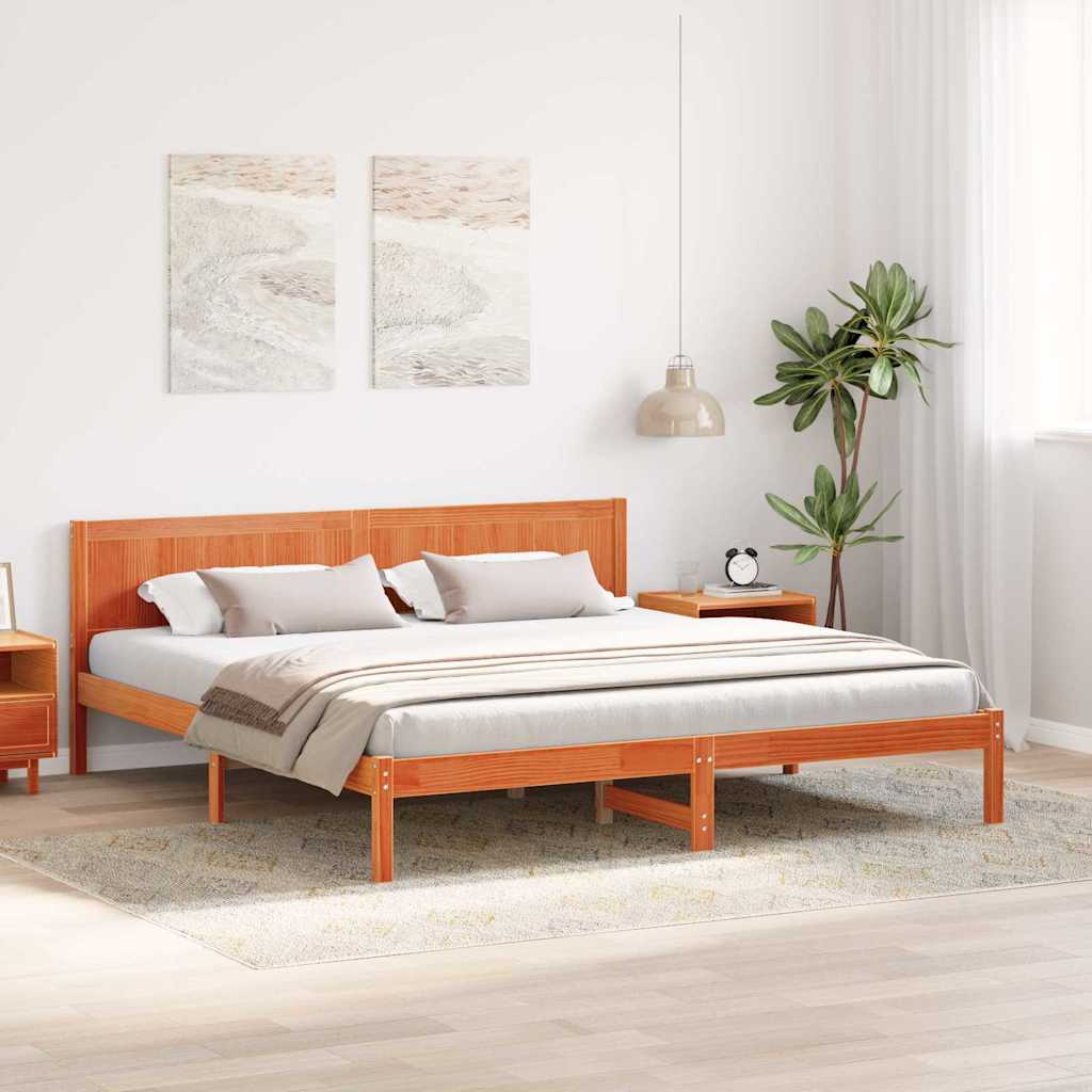 Sengestel Brun 200 x 200 cm Massivt fyrretræ