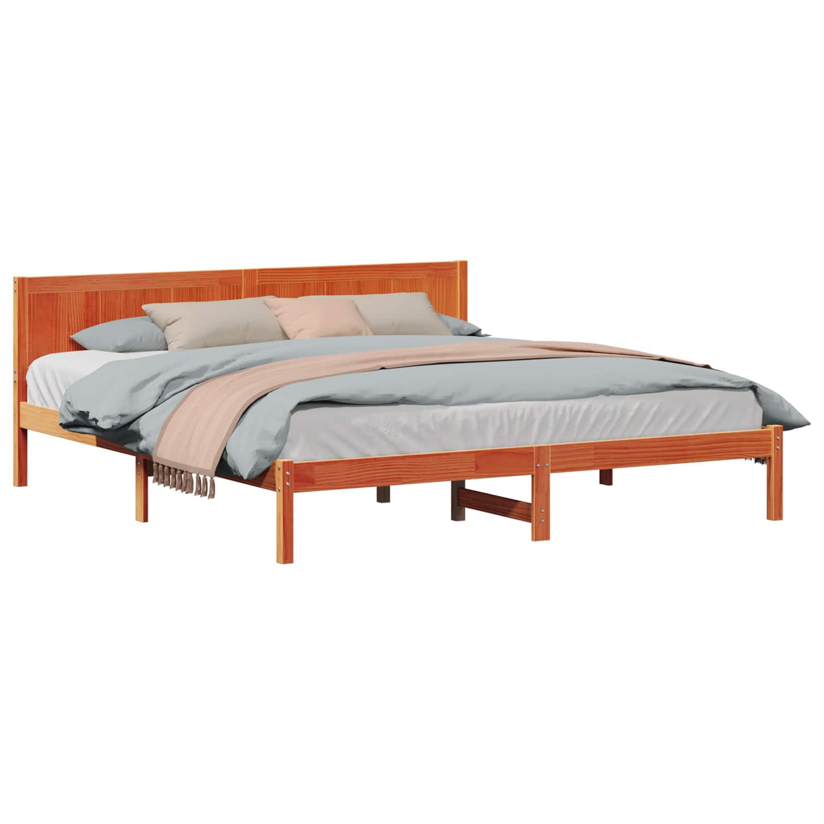 Sengestel Brun 200 x 200 cm Massivt fyrretræ