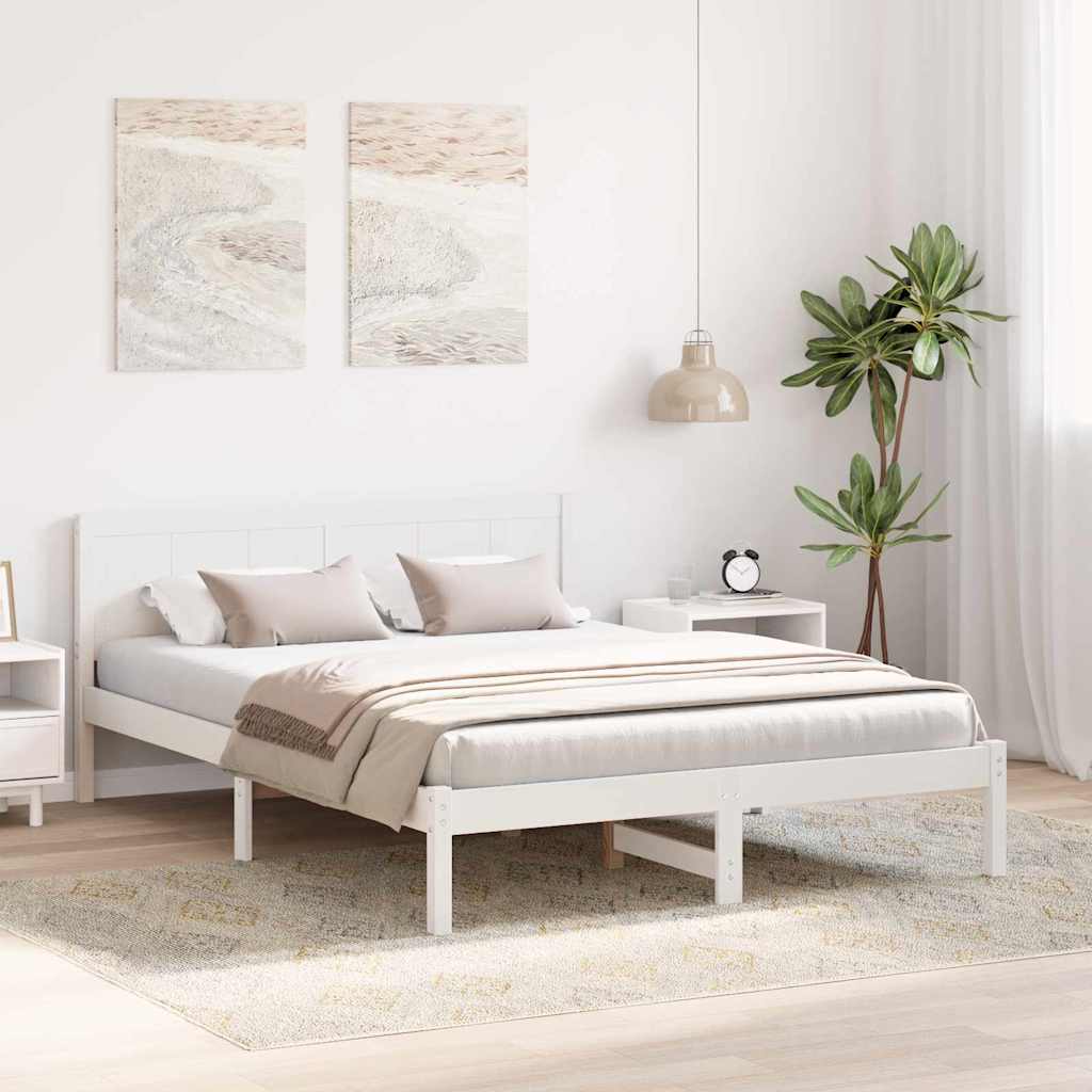 Sengestel Hvid 160 x 200 cm Massivt fyrretræ