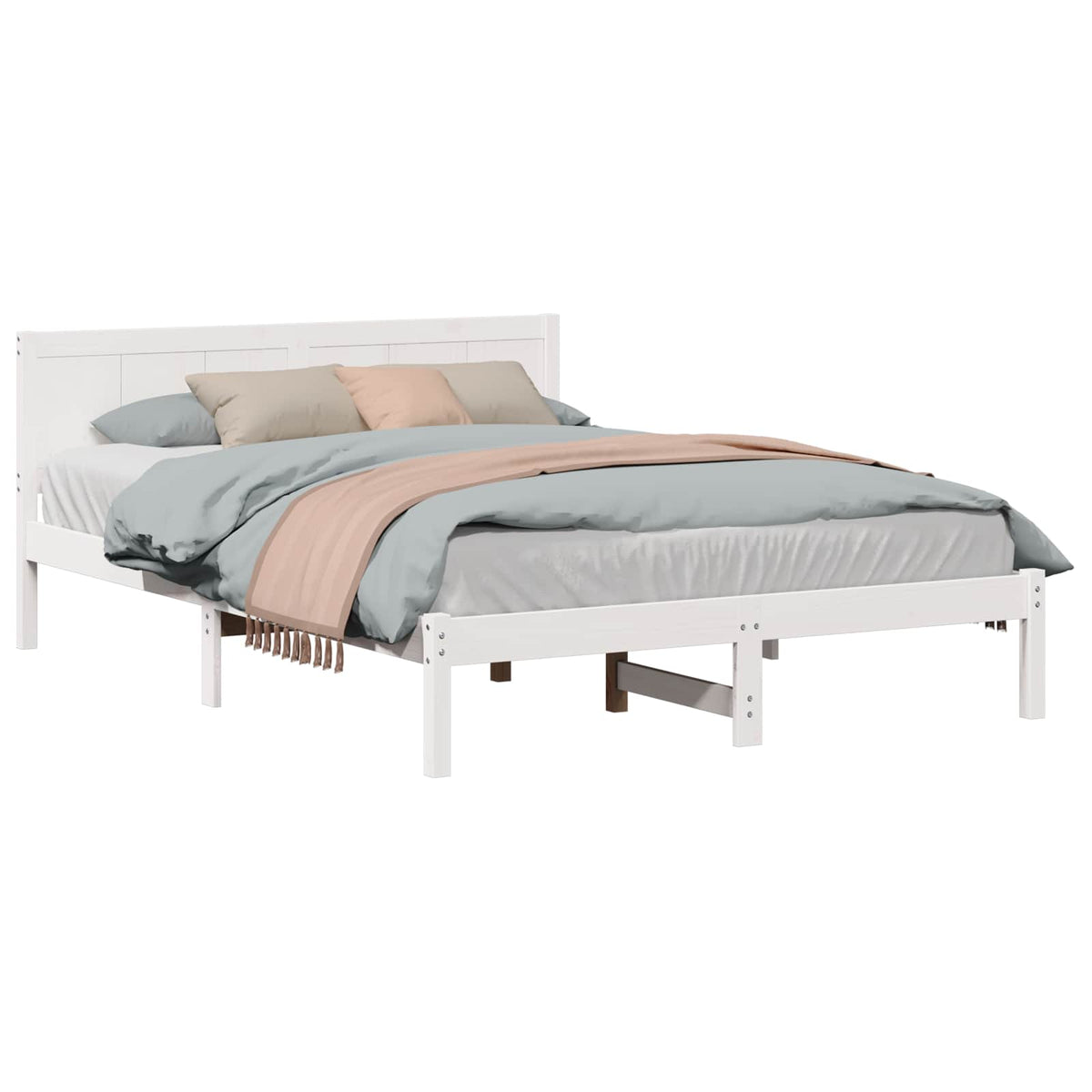 Sengestel Hvid 160 x 200 cm Massivt fyrretræ