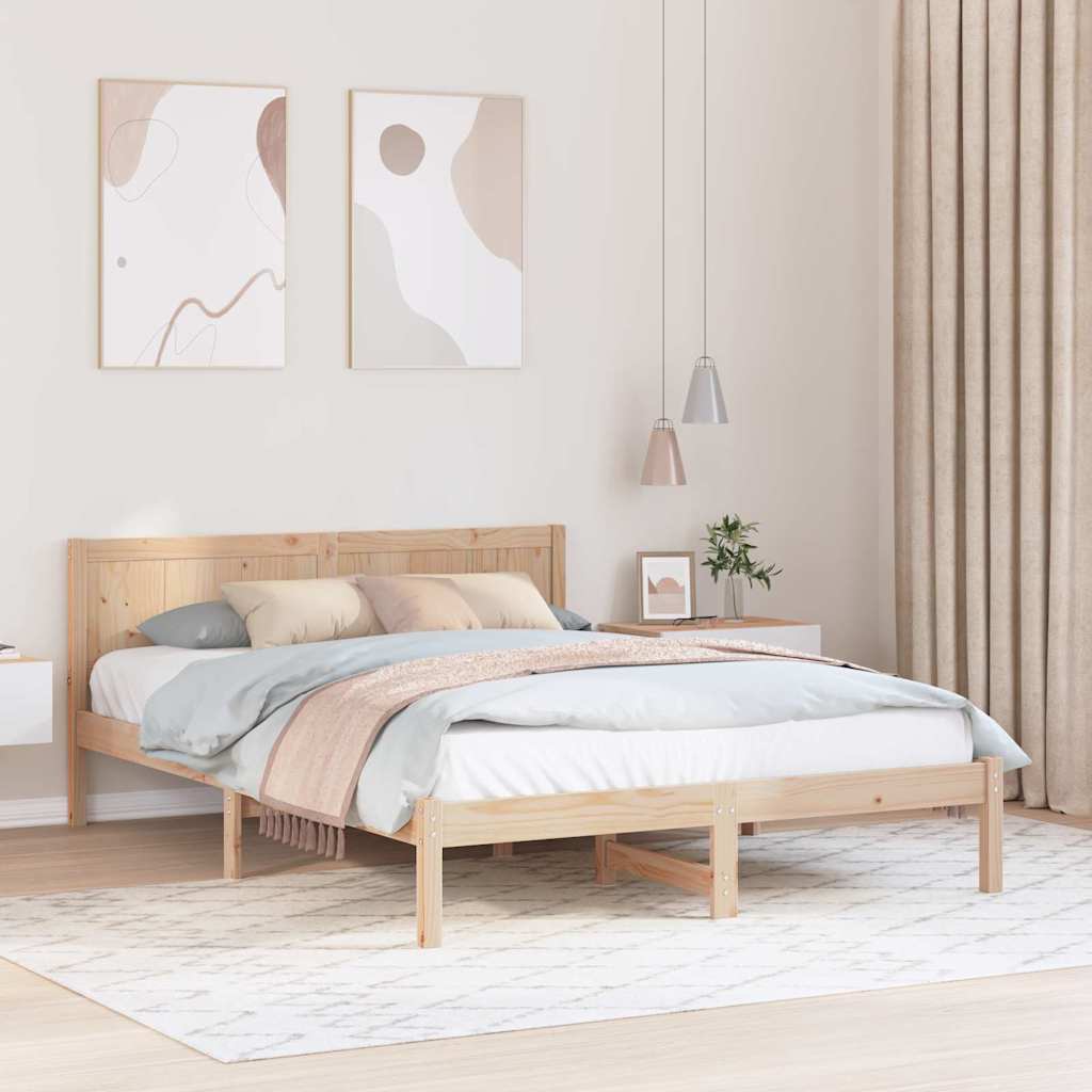 Sengestel Brun 150 x 200 cm Massivt fyrretræ