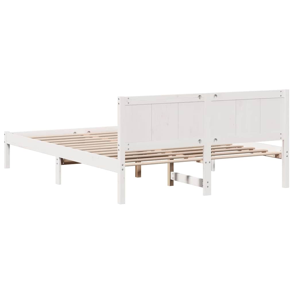 Sengestel Hvid 150 x 200 cm Massivt fyrretræ