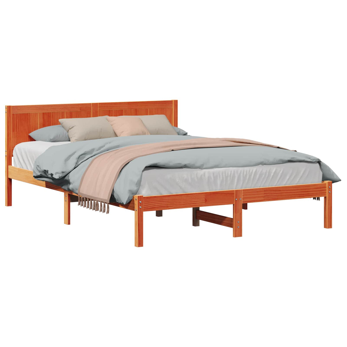 Sengestel Brun 150 x 200 cm Massivt fyrretræ