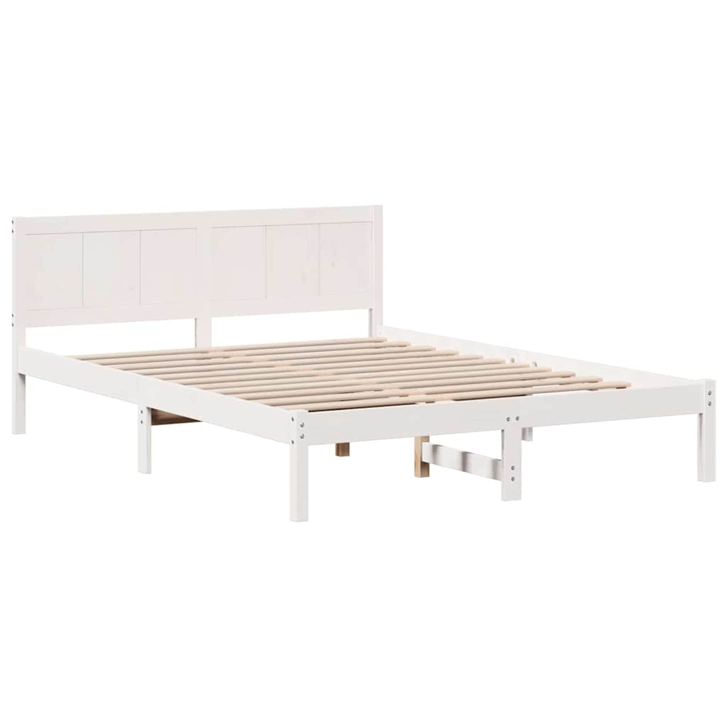 Sengestel Hvid 140 x 200 cm Massivt fyrretræ