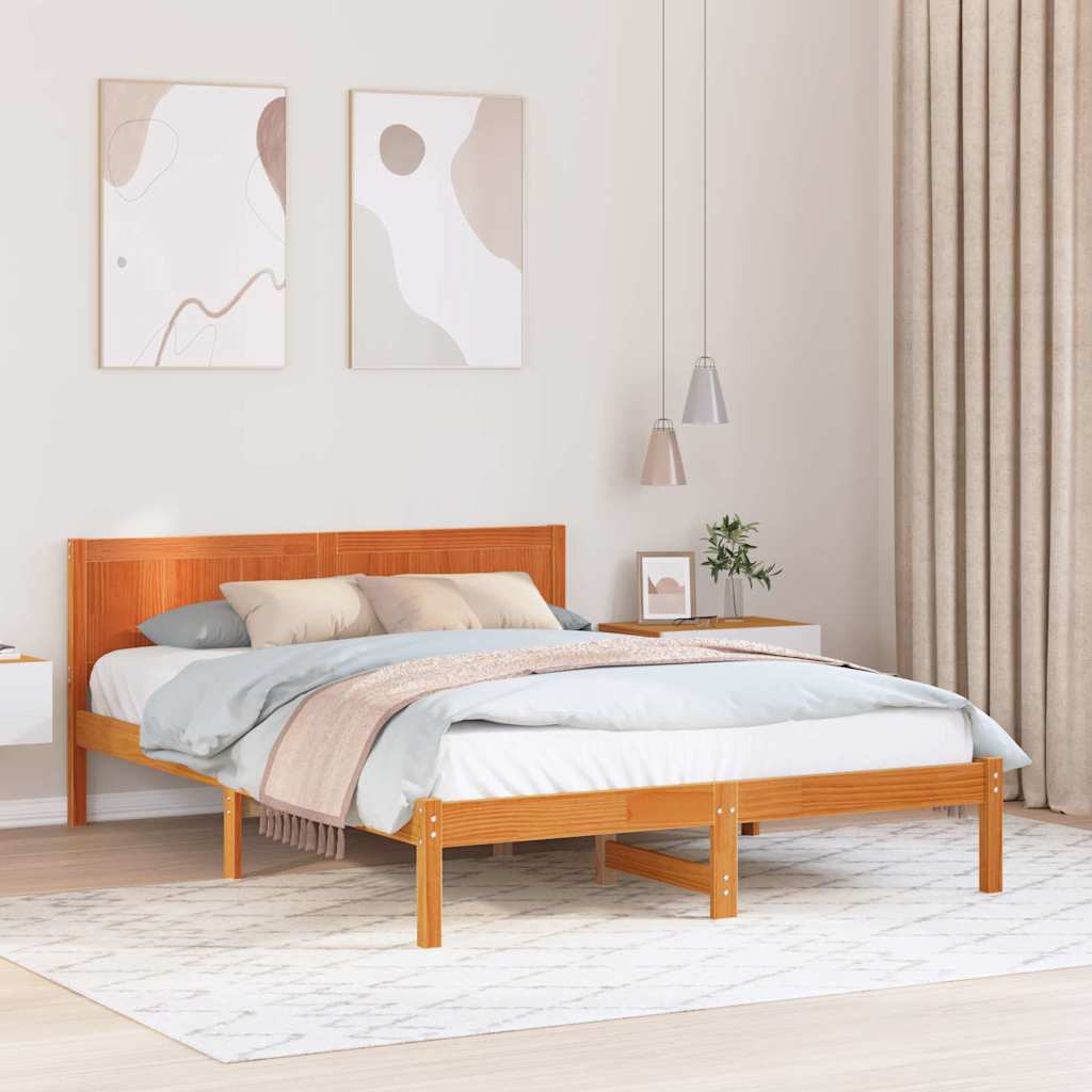Sengestel Brun 140 x 200 cm Massivt fyrretræ