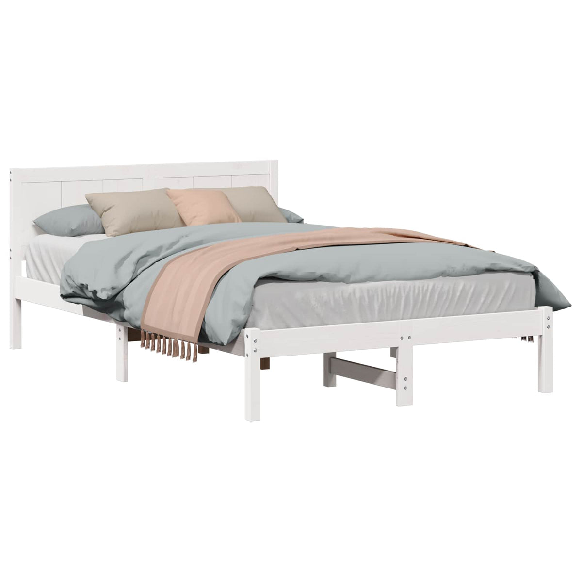 Sengestel Hvid 120 x 200 cm Massivt fyrretræ