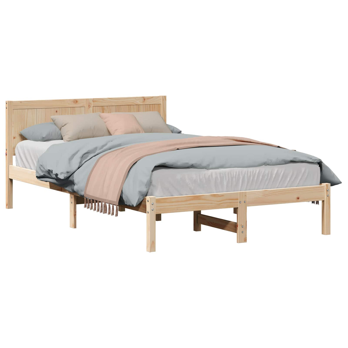 Sengestel Brun 140 x 190 cm Massivt fyrretræ