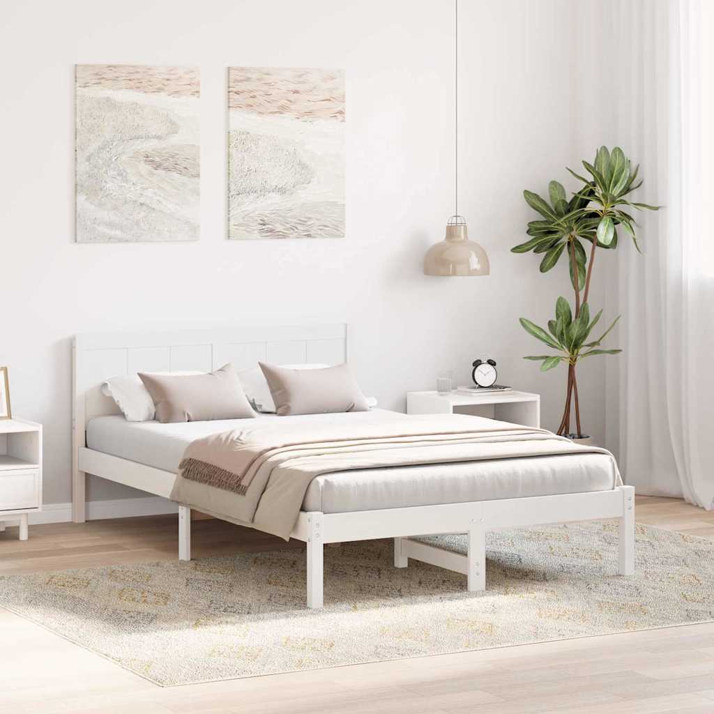 Sengestel Hvid 140 x 190 cm Massivt fyrretræ