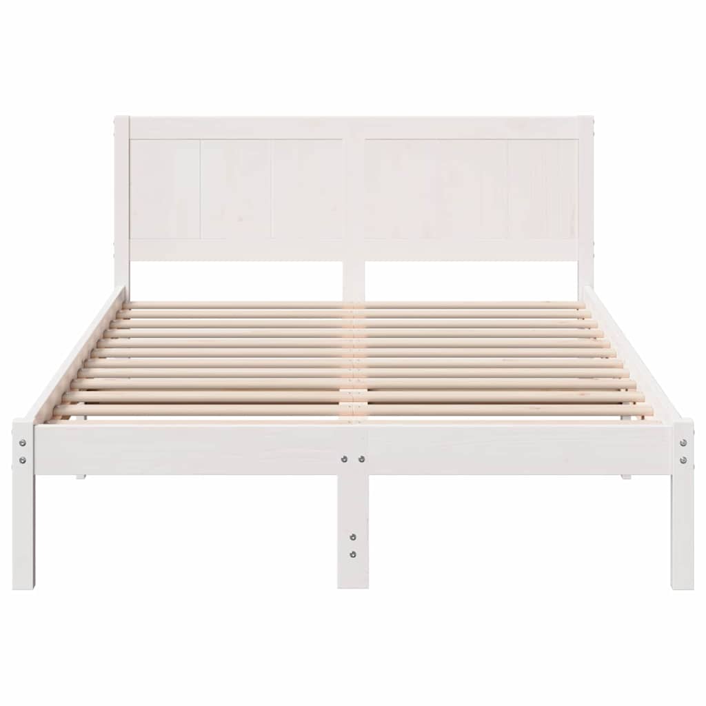 Sengestel Hvid 140 x 190 cm Massivt fyrretræ