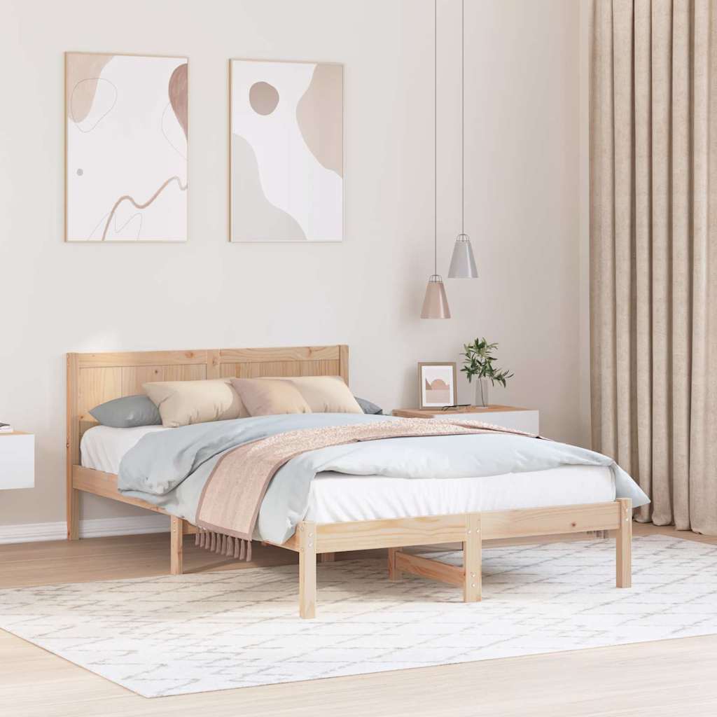 Sengestel Brun 135 x 190 cm Massivt fyrretræ