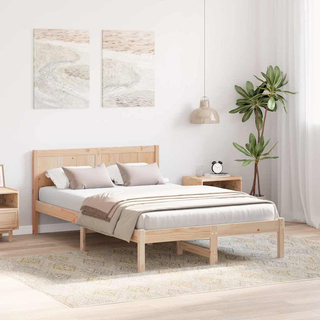 Sengestel Brun 135 x 190 cm Massivt fyrretræ