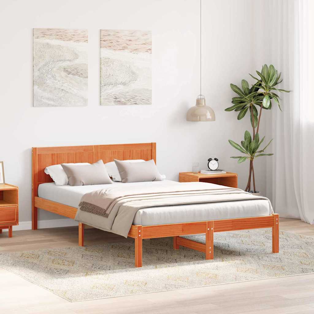 Sengestel Brun 135 x 190 cm Massivt fyrretræ