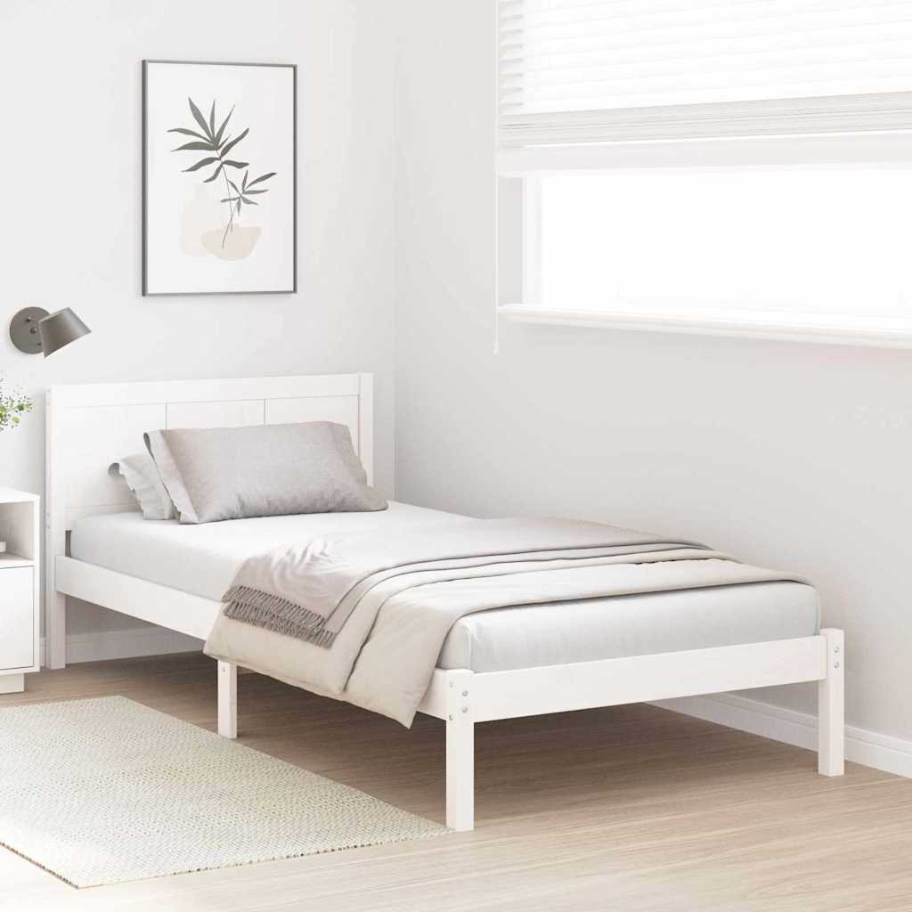 Sengestel Hvid 75 x 190 cm Massivt fyrretræ