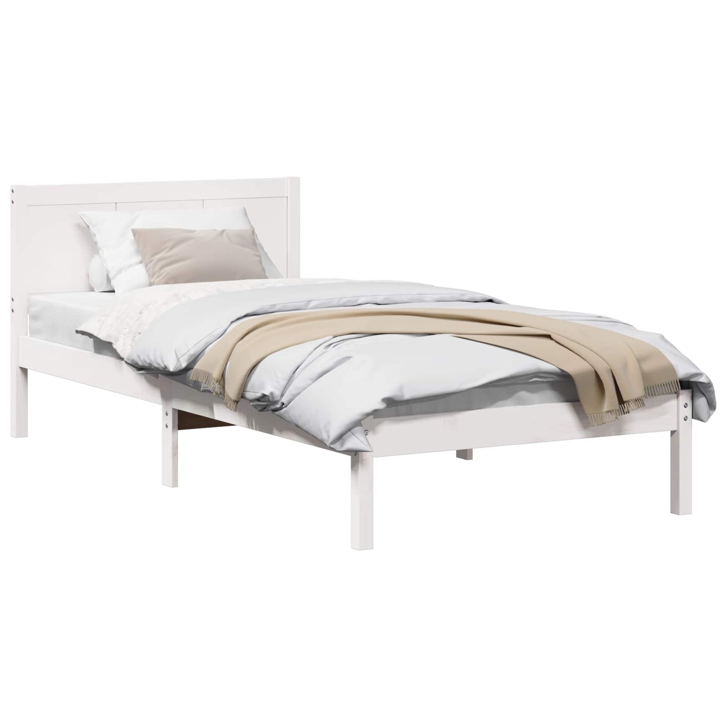 Sengestel Hvid 75 x 190 cm Massivt fyrretræ