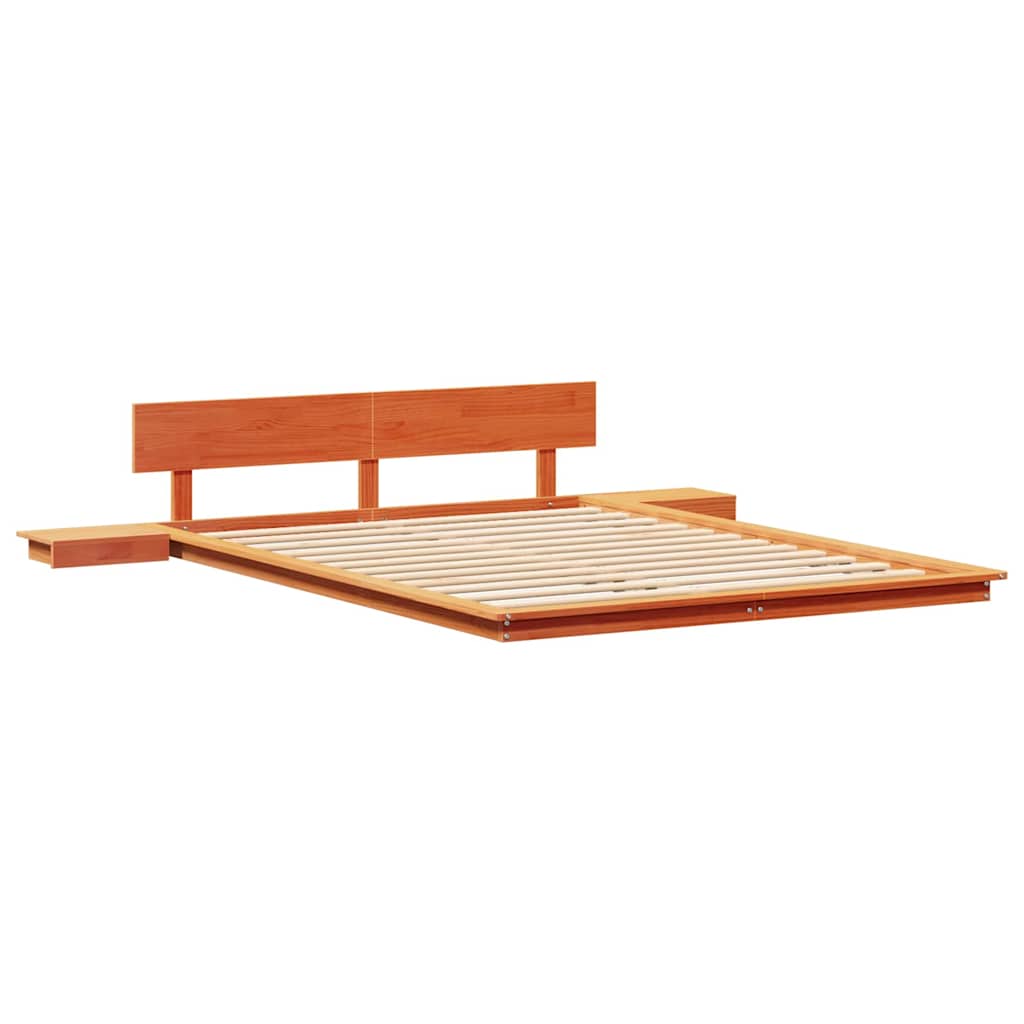 Sengestel med hovedgærde med opbevaring Brun 140 x 200 cm træ