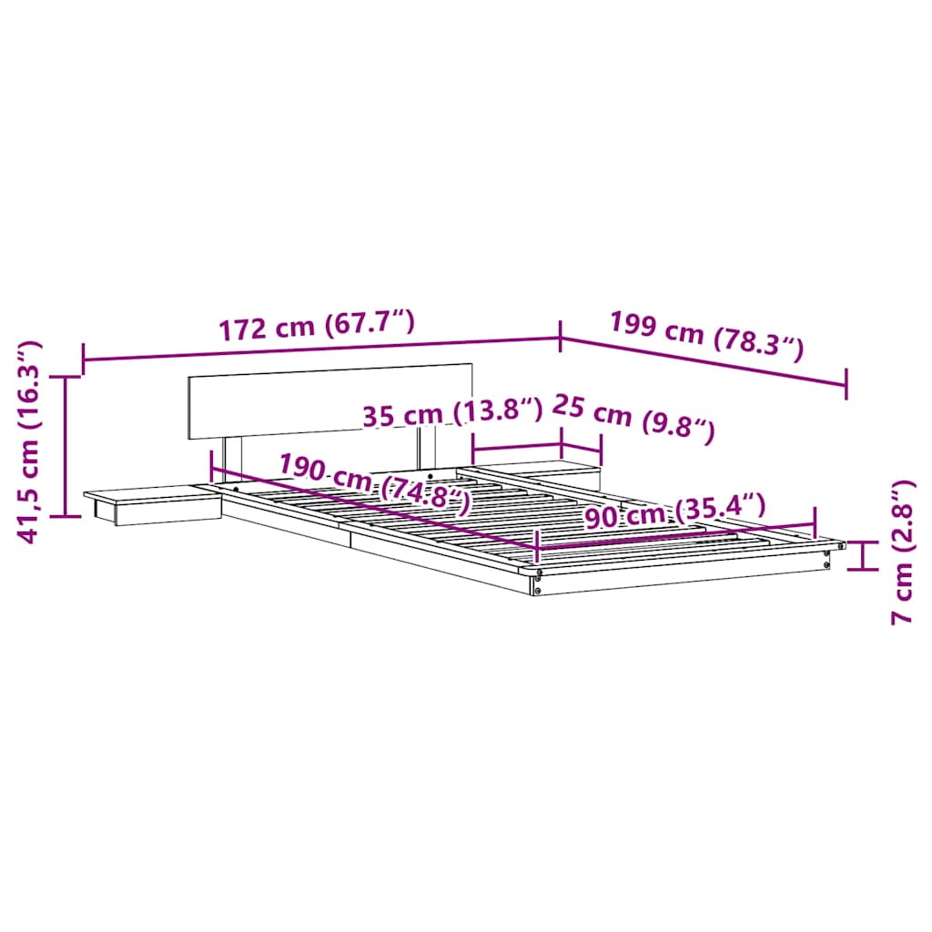 Sengestel Hvid 90 x 190 cm træ